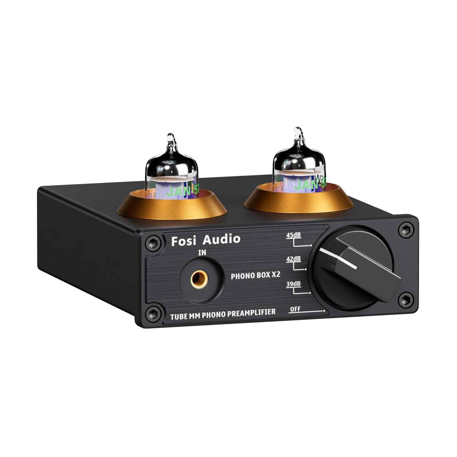 Fosi Audio Box X2 Phono Preamp for Turntable MM Record Player Preamplifier with Gain Gear Stereo Tube Pre Amp Hi-Fi Mini Vacuum Pre-amplifier for Record Player with DC 12V Power Supply