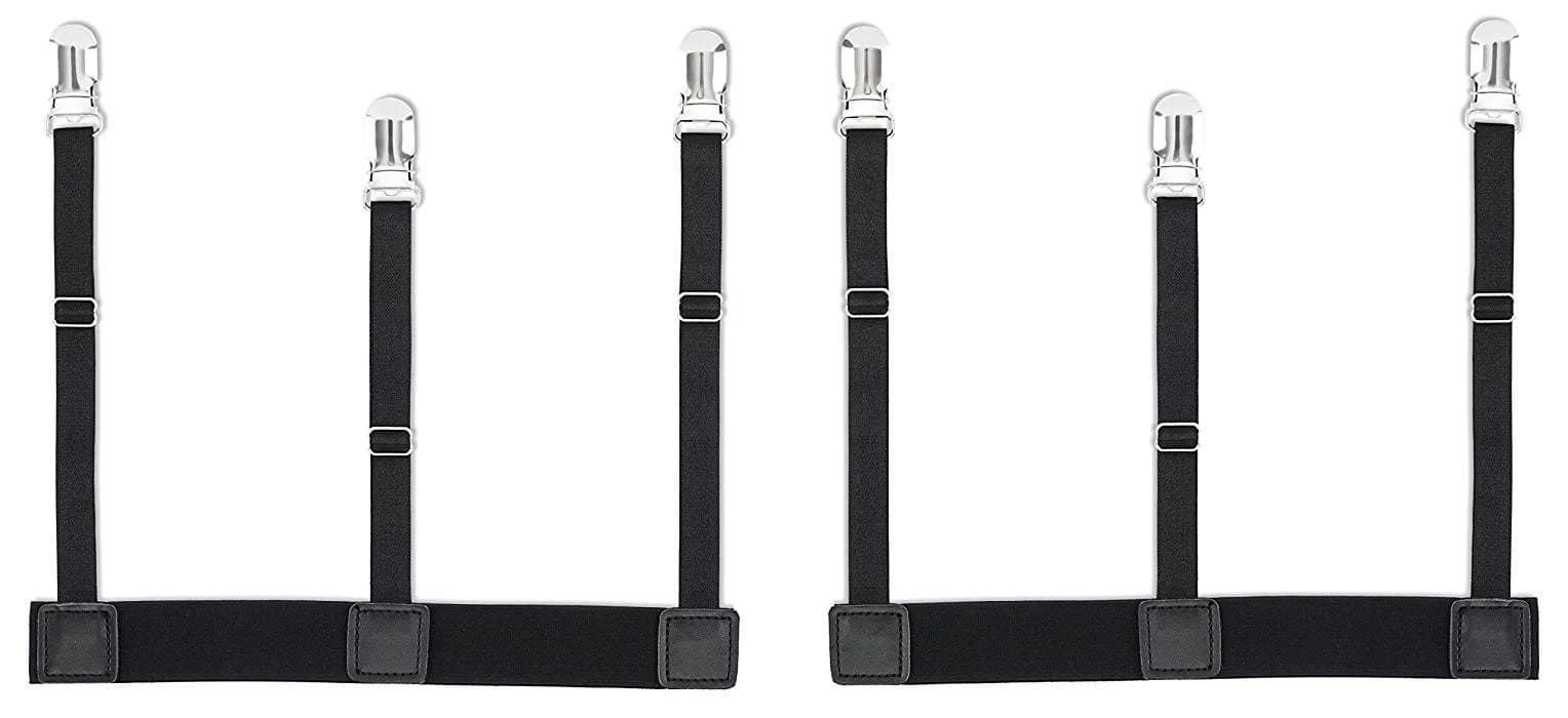 1 Pair Adjustable Shirt Stays Holders Suspenders Elastic Garter Belt Clip w/Non-Slip Locking Clamps for Man and Woman