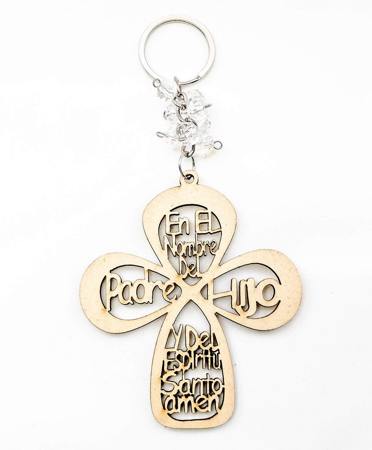 OOKI-Set of 12 Pcs Baptism New Wood Design Keychain Comfirmation/Baptism/Comunion Favors for Boy or Girl Recuerdos de Bautizo (Cross)