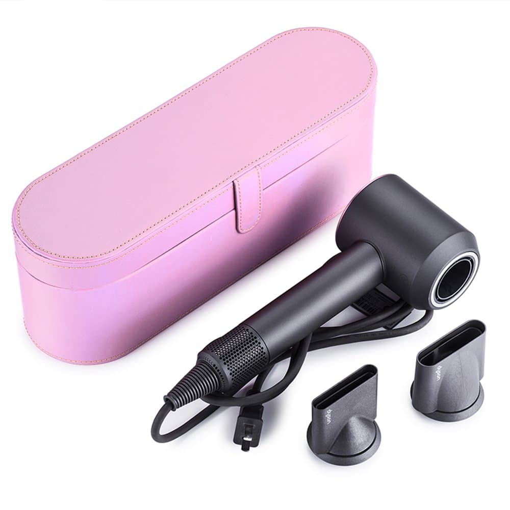 Storage Case for Dyson Dryer Case, PU Leather Flip Hard Box for Dyson Hairdryer Portable Storage Anti-scratch Cover Dustproof Pouch Sleeve for Dyson Supersonic Hair Dryer(Pink)