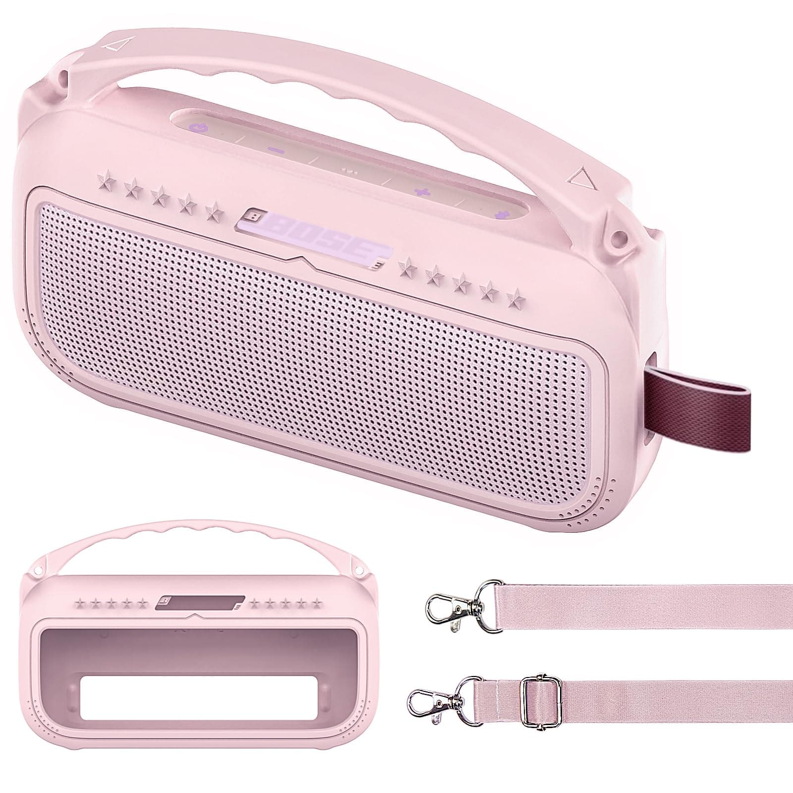 JCHPINE Silicone Cover Case for Bose SoundLink Flex Portable Bluetooth Speaker 2nd Gen, Protective Holder Accessories (Pink)