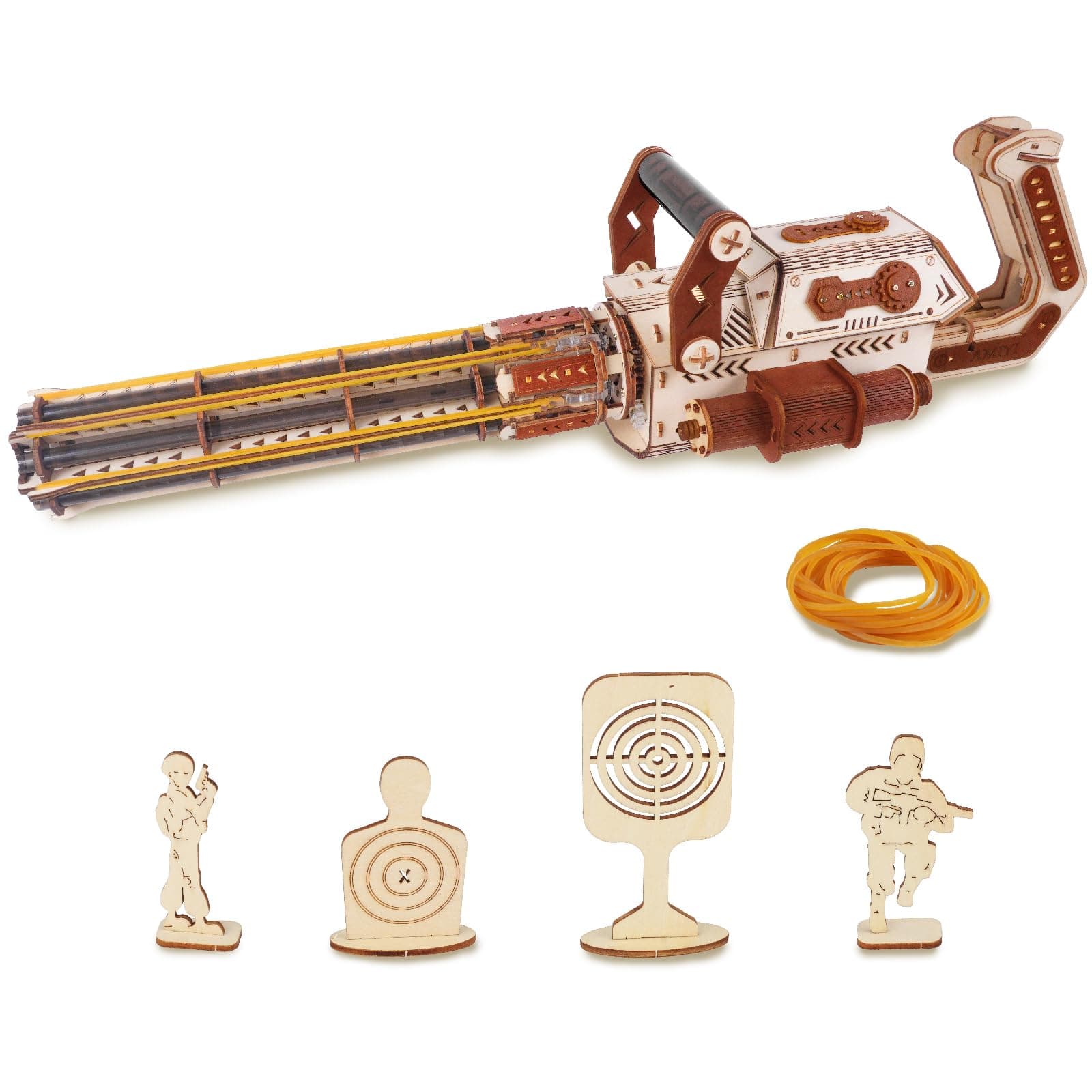 3D Wooden Puzzle Gun for Adults, Rubber Band 3D Gun Puzzle, Electric Gatling Gun Model Building Kit, Wood 3D Puzzle, Hobby Kits for Men, Wooden Building Set for Adults Teens (272 PCS)