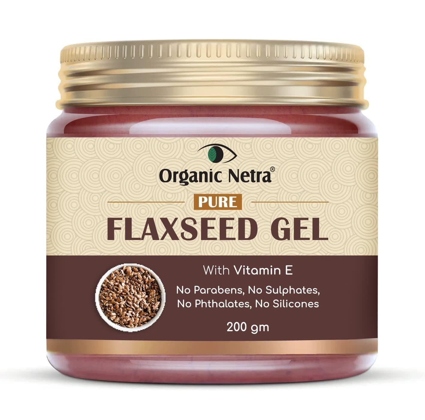 Organic Netra Pure Flaxseed Gel with Vitamin E for Hair and Skin Strengthens and Nourishes Curly Hair and Skin Health Safe for All Skin Types Reduces Fine Lines and Wrinkles 200g