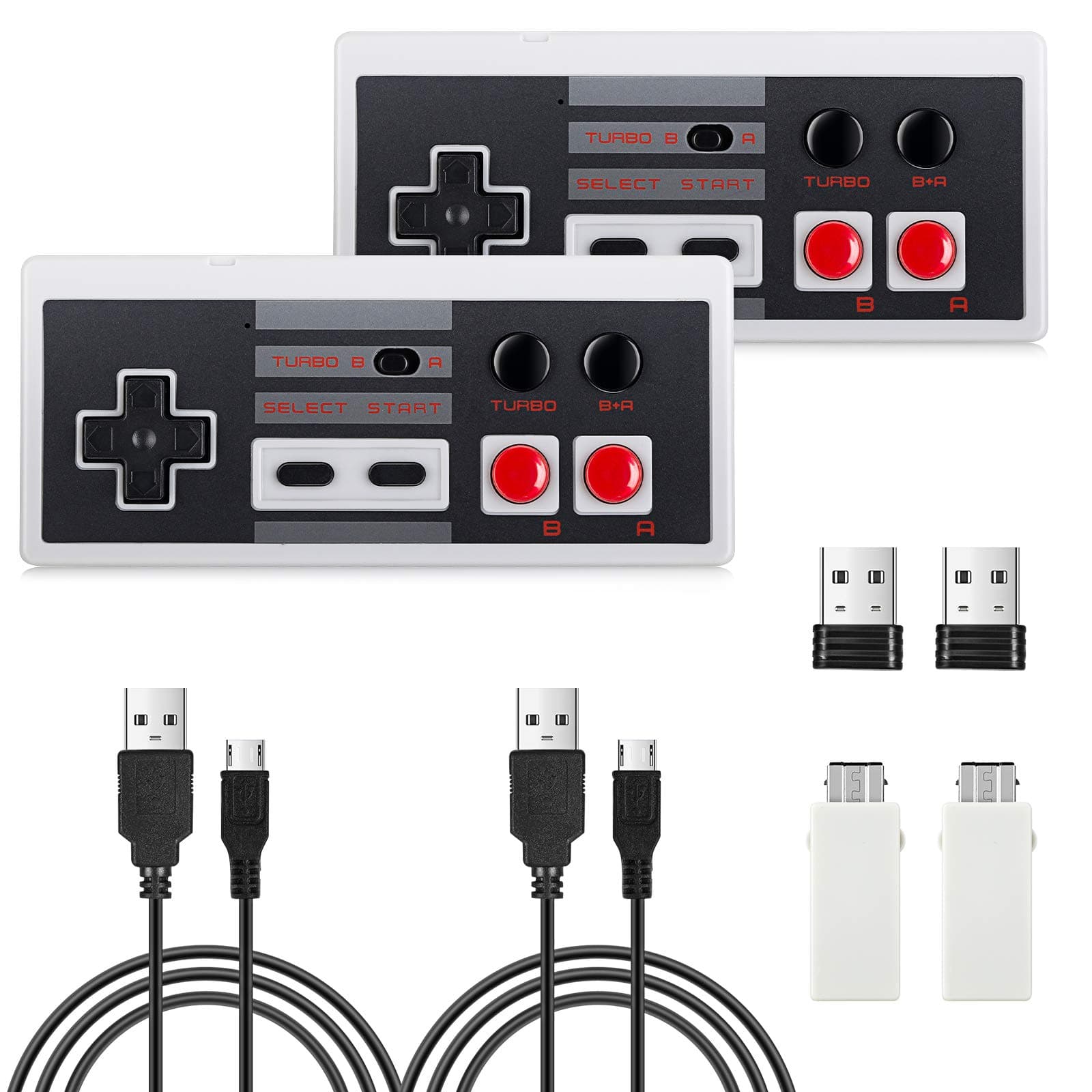 2 Packs Rechargeable NES Wireless Controller, AGPTEK NES Classic Controller Wireless for Nintendo Classic Mini Edition and PC,No-Wired Gamepad Joypad Support Windows/Mac OS/Linux