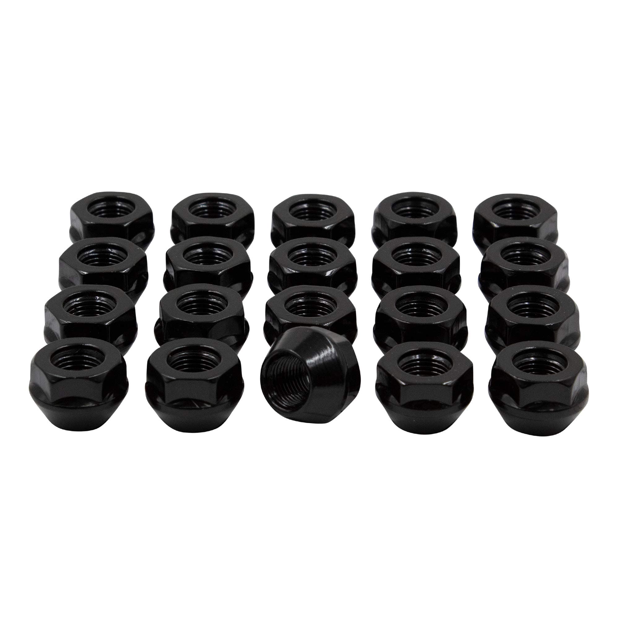 Wheel Accessories Parts 20 Pcs M14x1.5 14x1.5 Thread 0.8" Long Open End Bulge Acorn Lug Nuts Black 7/8" 22mm Hex Fits Jeep Wrangler Gladiator | Ram 1500 1500 Classic