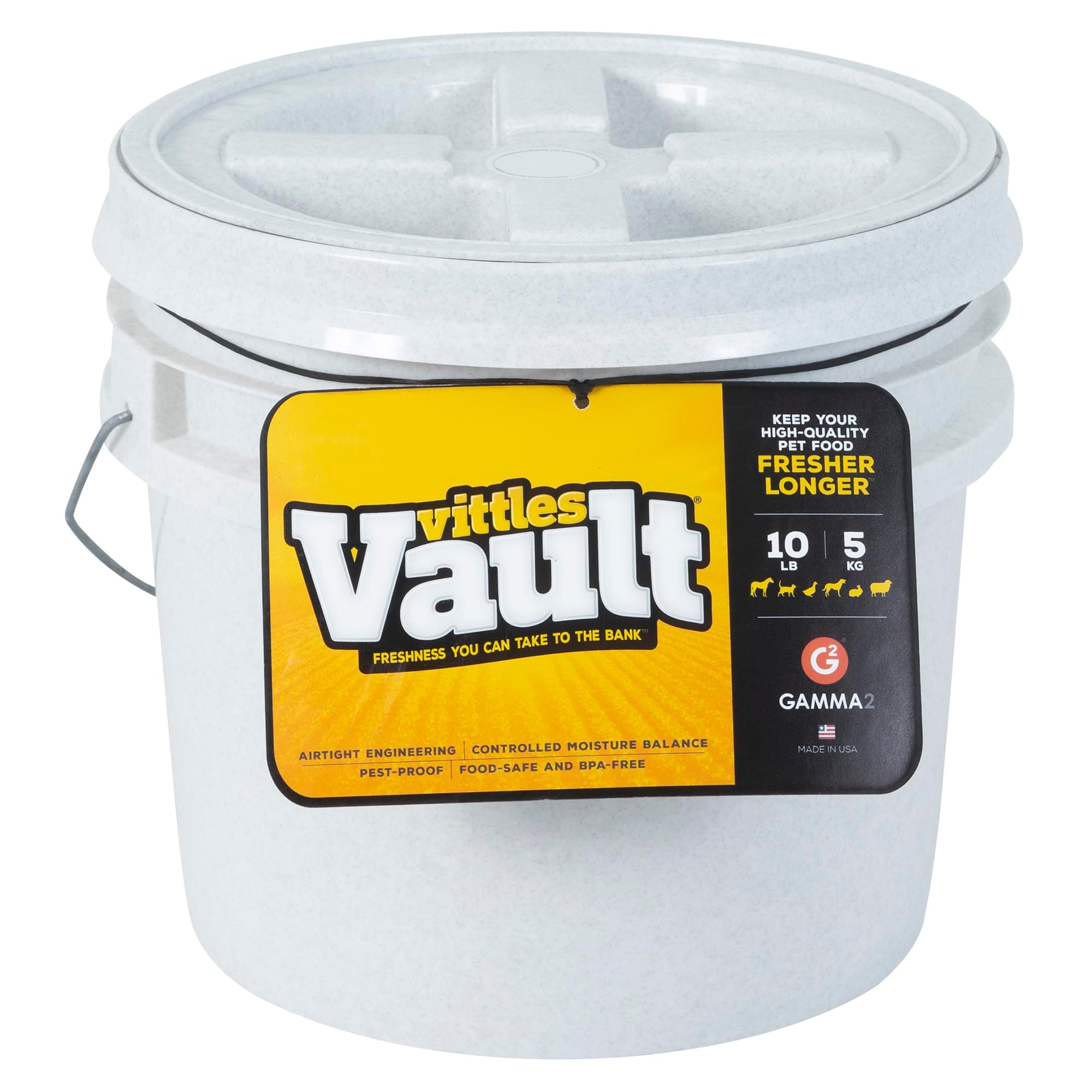 Vittles Vault Outback Airtight Pet Food Bucket Container, White, 10 Pounds