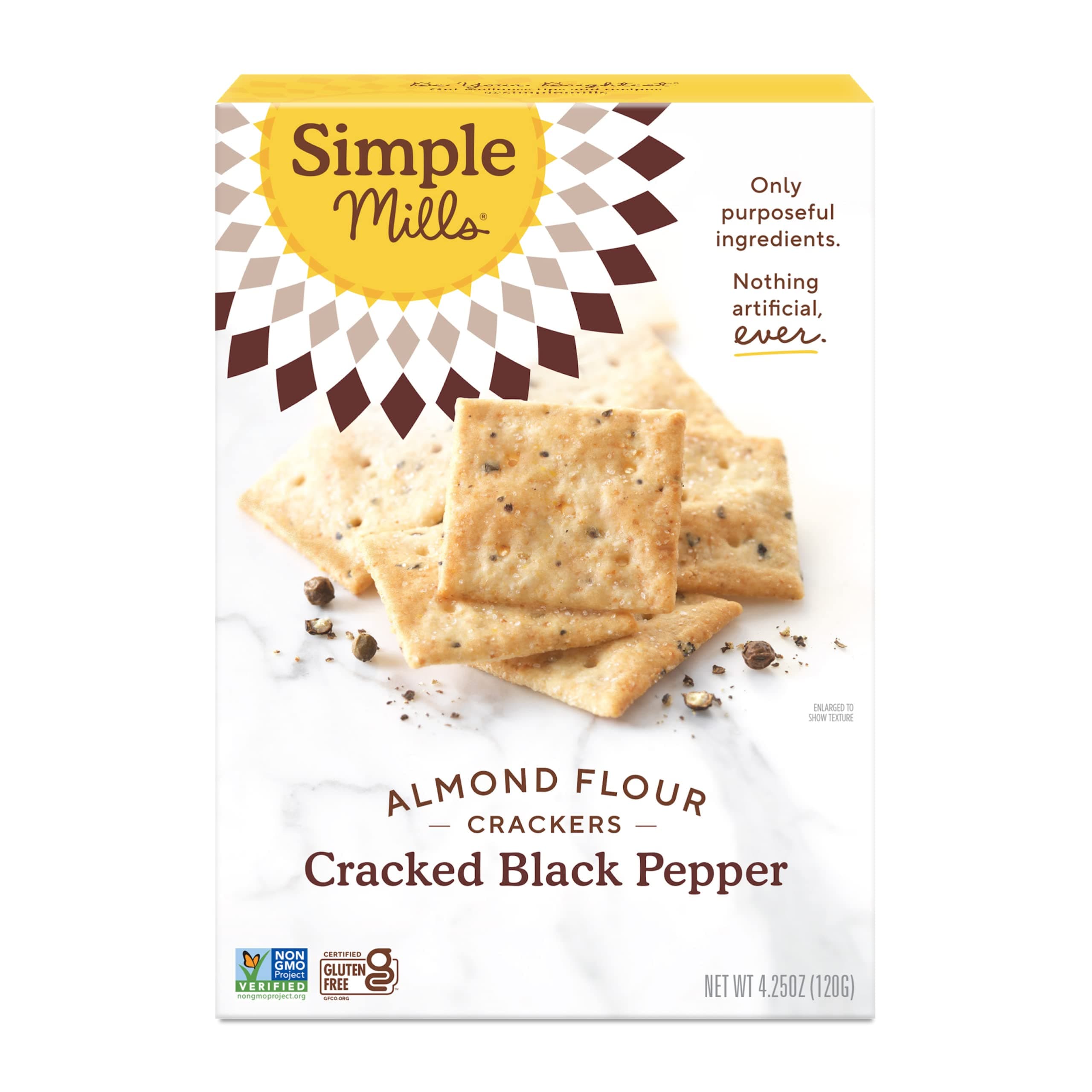 Naturally Gluten-Free, Almond Flour Crackers, Cracked Black Pepper, 4.25oz (120 g)