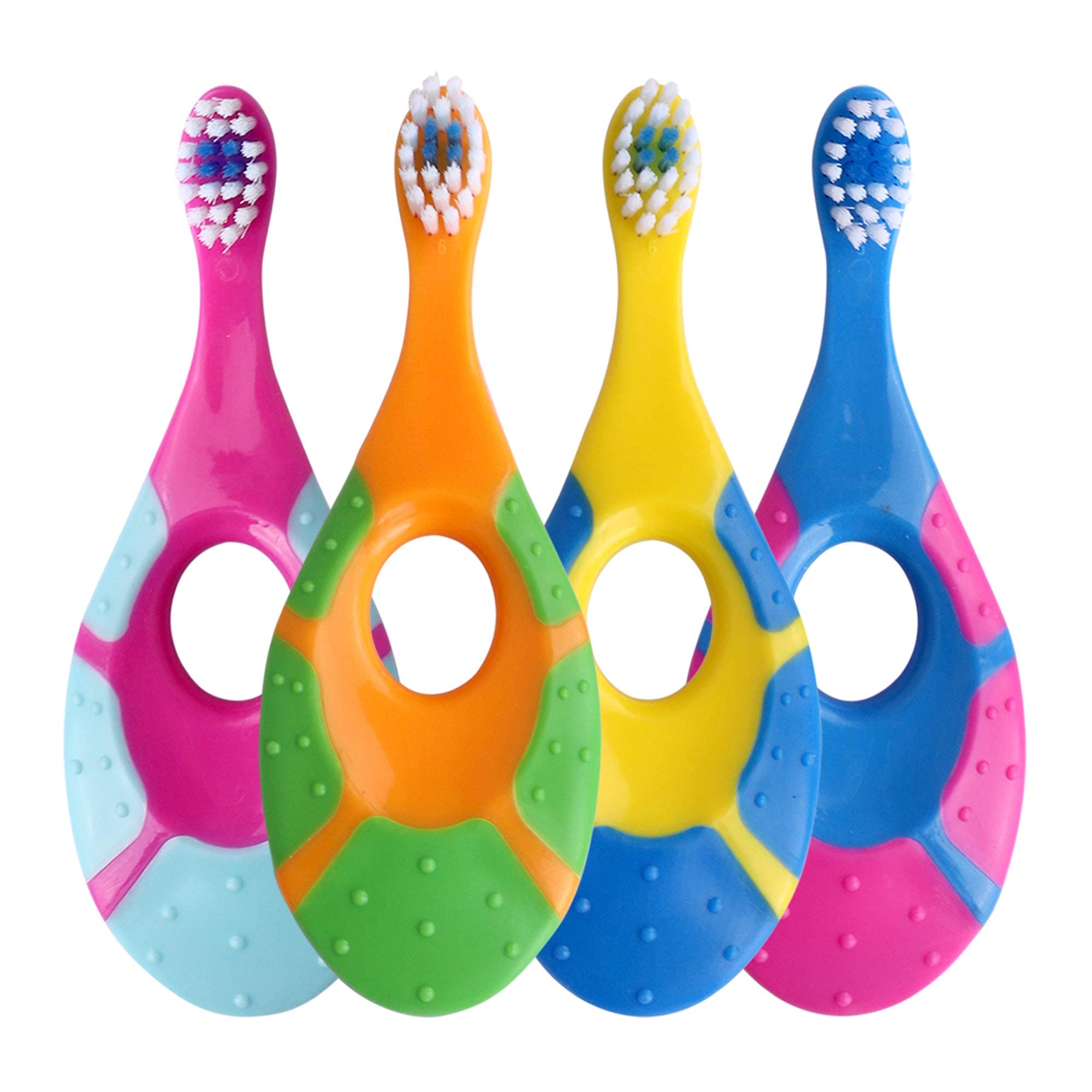 Baby Toothbrush for Infants & Toddlers 0-2 Years Old (4 Pack) Extra Soft Bristle for Baby Gums | BPA-Free, Easy-Grip Finger & Teething Handle