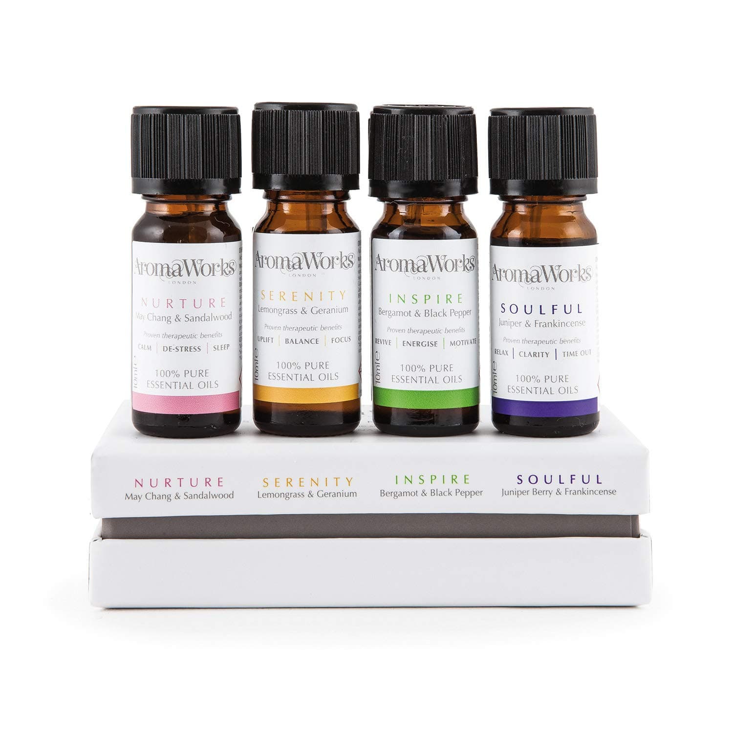 Aromaworks The Signature Essential Oil Range Set - Fill The Home With Calmness - Luxurious Scent For Deep Relaxation - Creates A Sense Of Well-Being - Can Be Used As A Sensual Massage Oil - 4 Pc Set