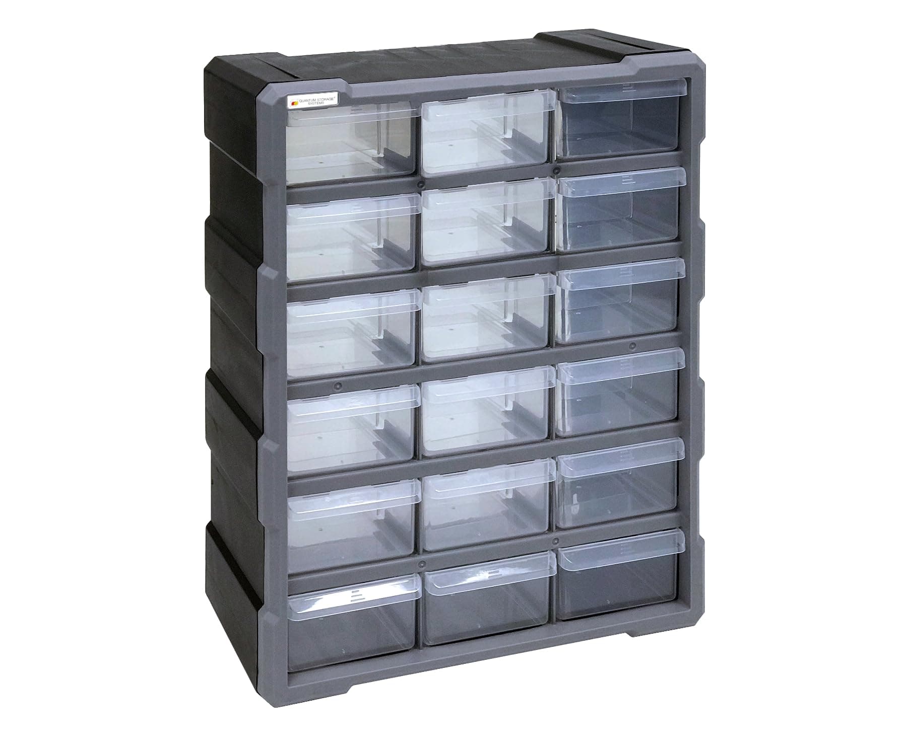 PDC-18BK Clear Plastic Drawer Cabinet, 18 Drawers
