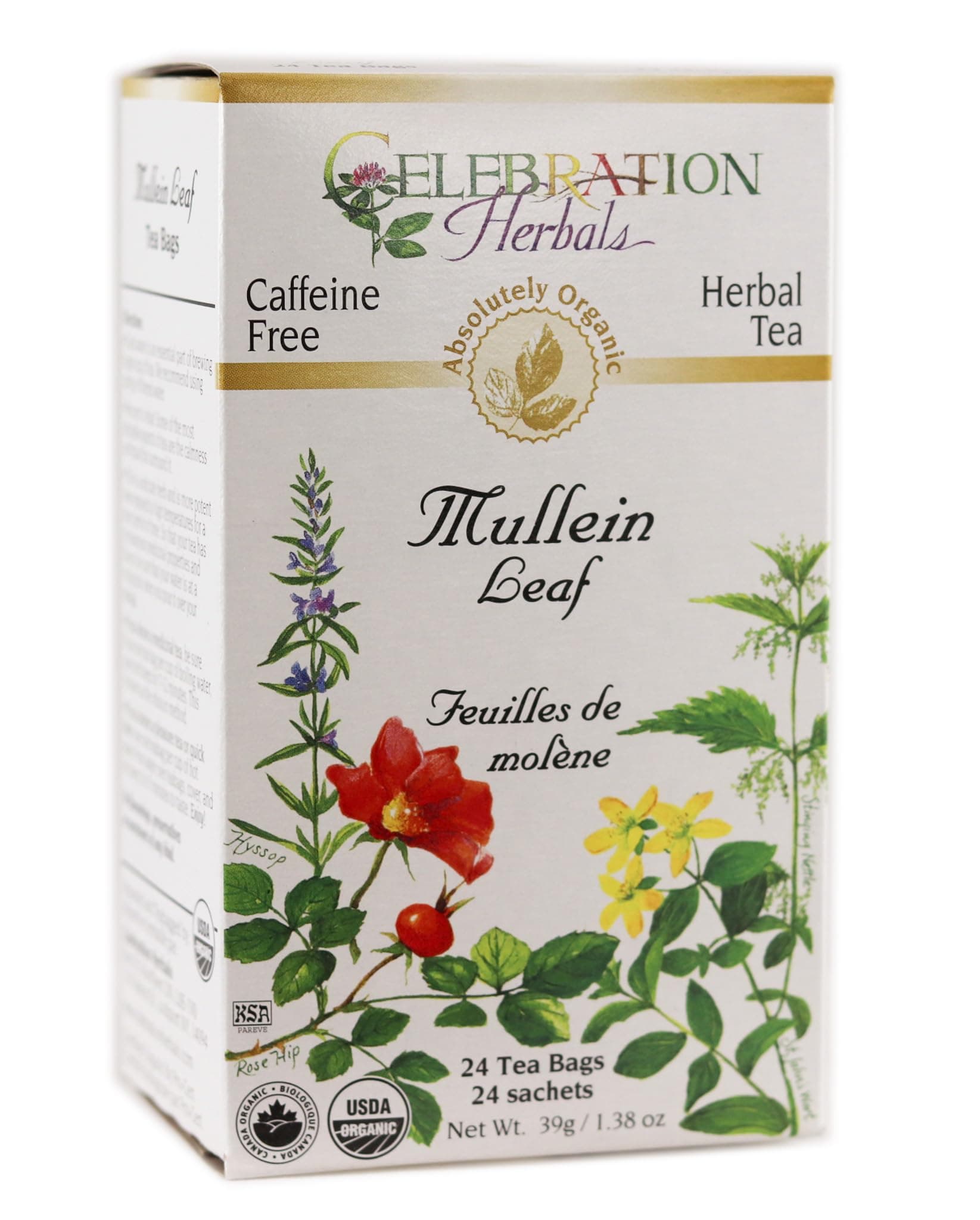 CELEBRATION HERBALS Mullein Leaf Organic 24 Bag, 0.02 Pound