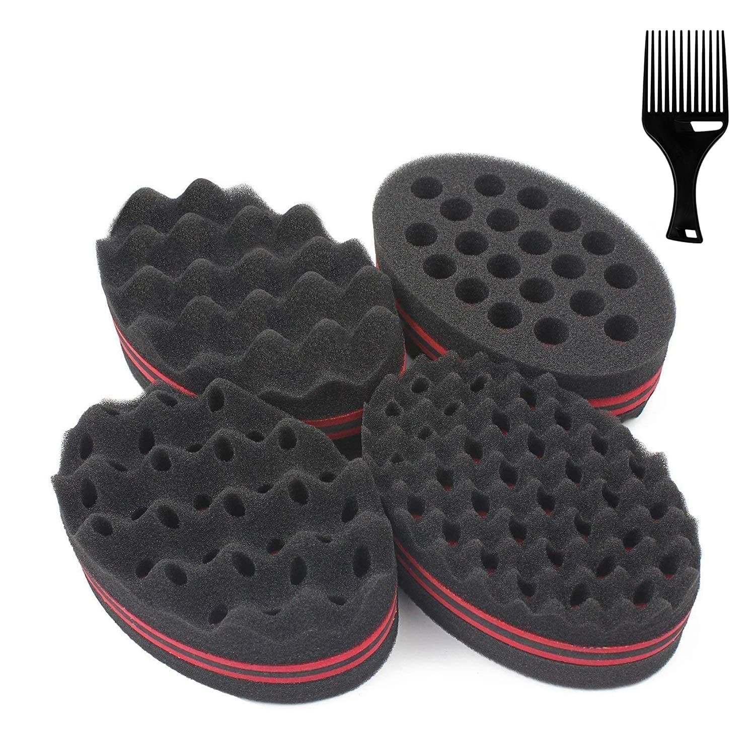 5 Pcs Curl Brush Set - Magic Twist Brush, Sponge Hair Pick for Men and Women (Blend)
