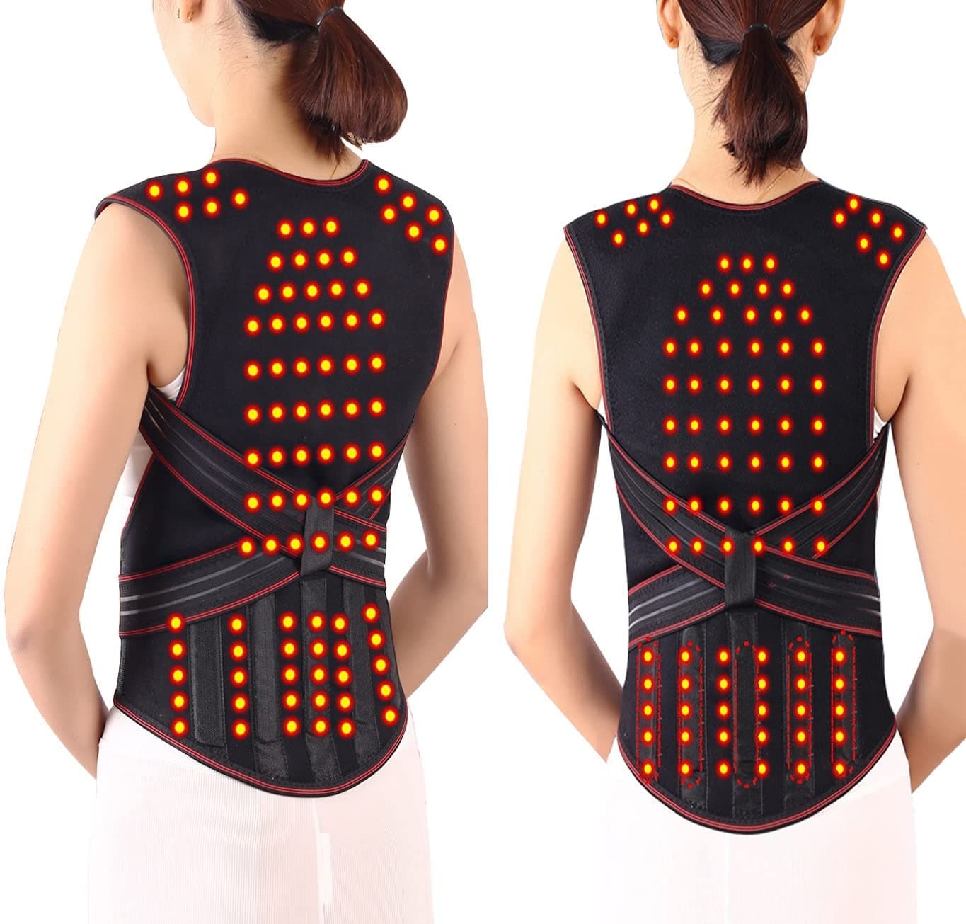 Tourmaline Self-heating 108PCS Magnetic Therapy Waist Back Shoulder Posture Corrector Spine Lumbar Brace Back Support Belt Pain Relief Lumbar Posture Correction