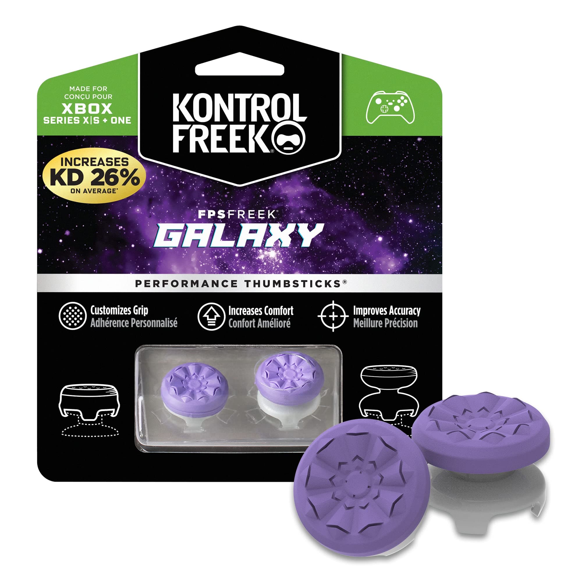 KontrolFreek Fps Freek Galaxy Purple For Xbox One and Xbox Series X Controller | 2 Performance Thumbsticks | 1 High-Rise, 1 Mid-Rise | Purple