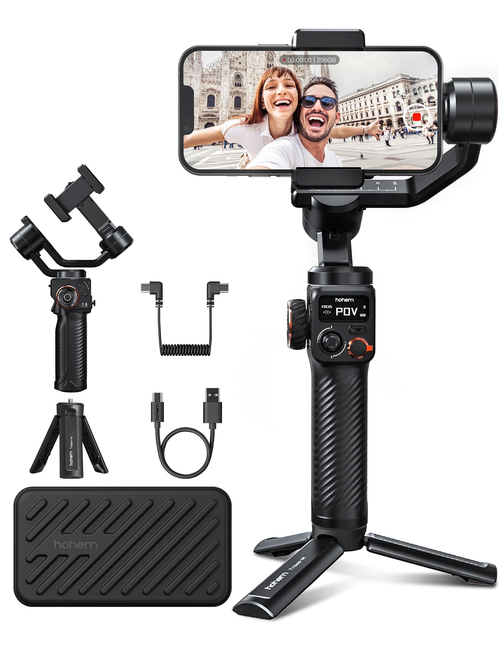 hohemiSteady M6 Gimbal Stabilizer for Smartphone, Upgrade 3-Axis Gimbal for Vlogging Youtube TikTok, 360°Infinite Rotation, 0.91" OLED Display Phone Stabilizer Max Payload 400g for iPhone&Android