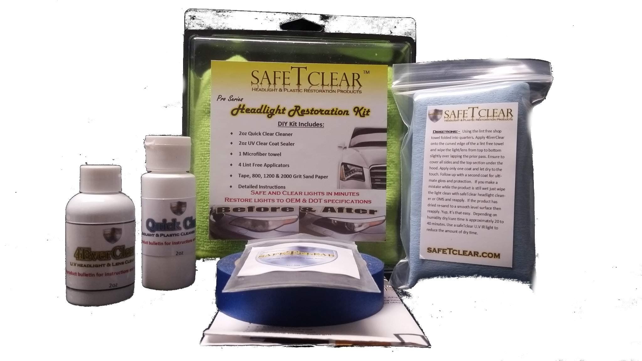 safeTclear HeadLight Restoration Pro Coat Kit (complets up to 10 sets of lights)