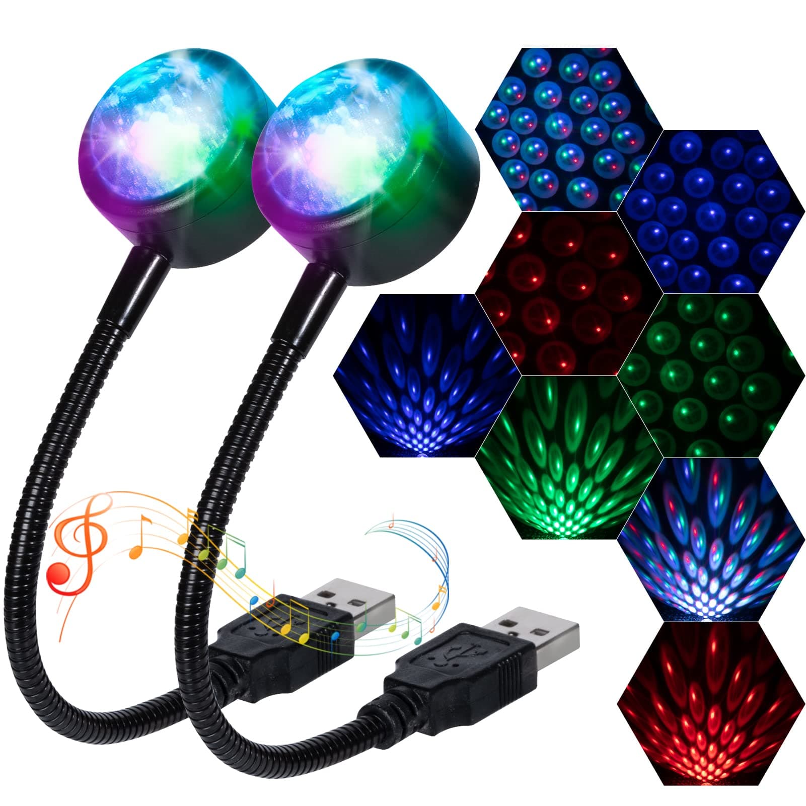 Car Roof Lights, USB Star Projector Night Light, Adjustable Interior Car Lights, Portable LED Lights 4 Colors& 9 Functional Modes Star Lights for Vehicle Decor,Ceiling, Bedroom,Party,2 Packs