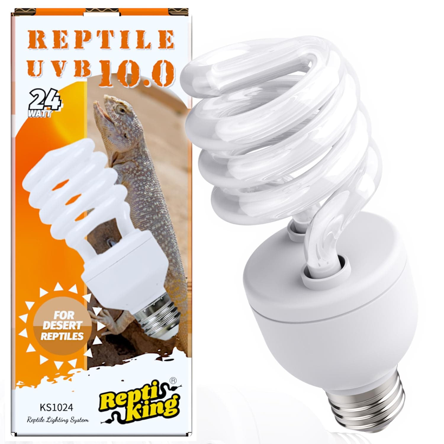 UVB Reptile Light, 10.0 24W, UVA UVB Reptile Light Bulb Lamp for Bearded Dragon, UVB Bulbs for Desert Reptiles