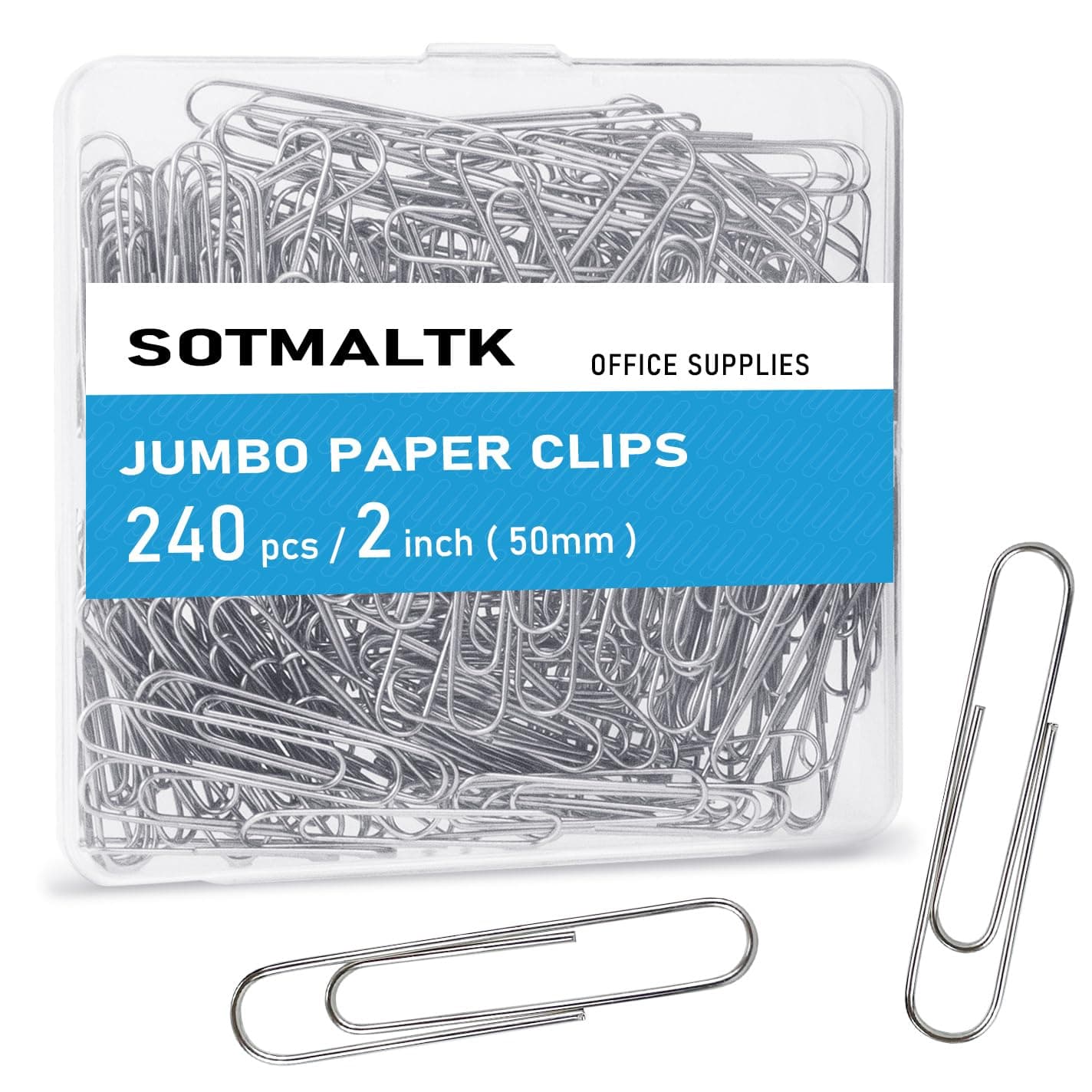 240pcs Jumbo Paper Clips, 50mm Large Silver Paper Clip, Big PaperClips for Paperwork Office School and Personal Use