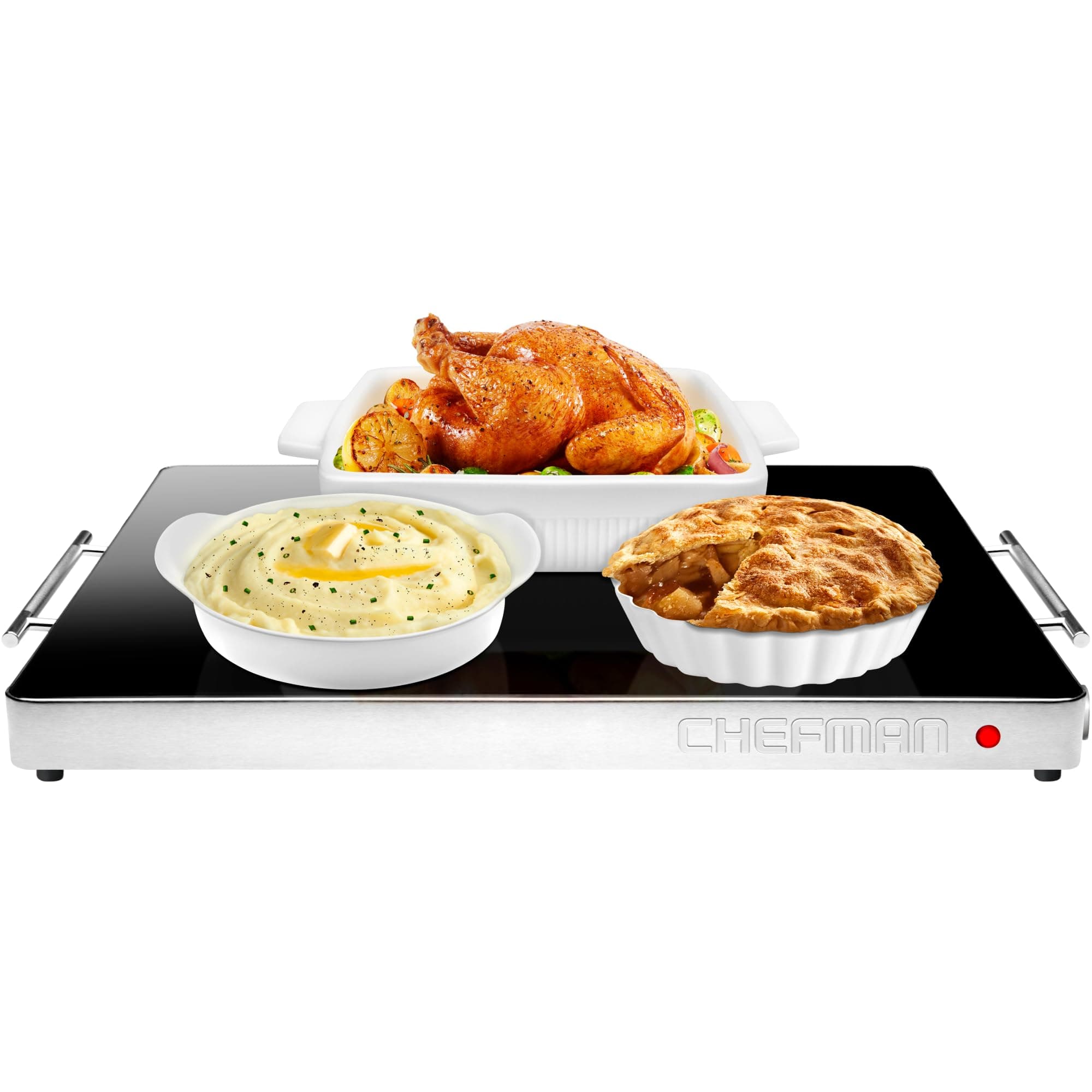 Chefman Electric Warming Tray with Adjustable Temperature Control, Perfect For Buffets, Restaurants, Parties, Events, and Home Dinners, Glass Top Extra Large 21ā x 16ā Surface Keeps Food Hot ā Black