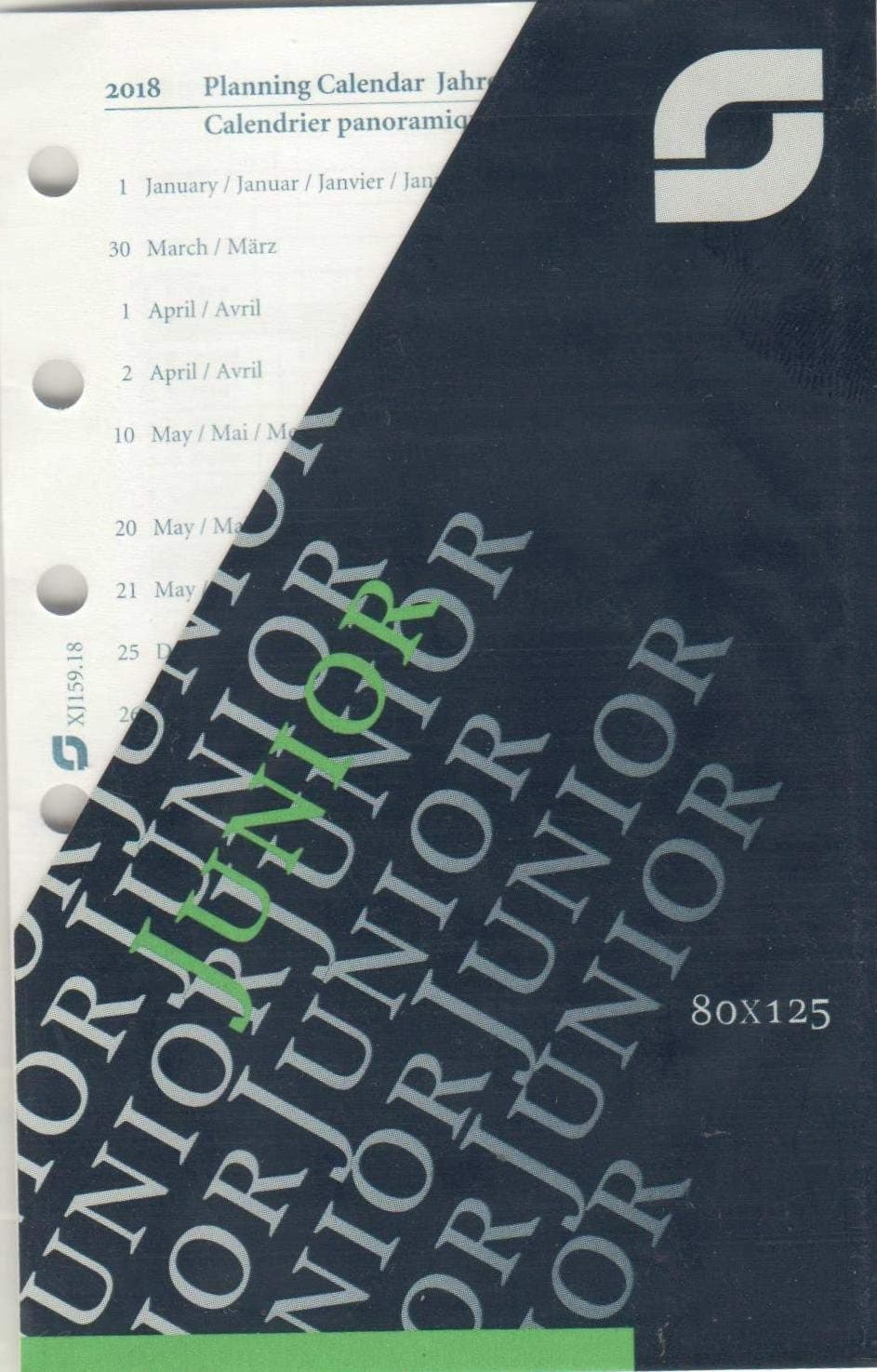 Succes Junior Year Planner 2018 4SPRACHIG White 1Monat/1Seite A7 Leporello xj159.18