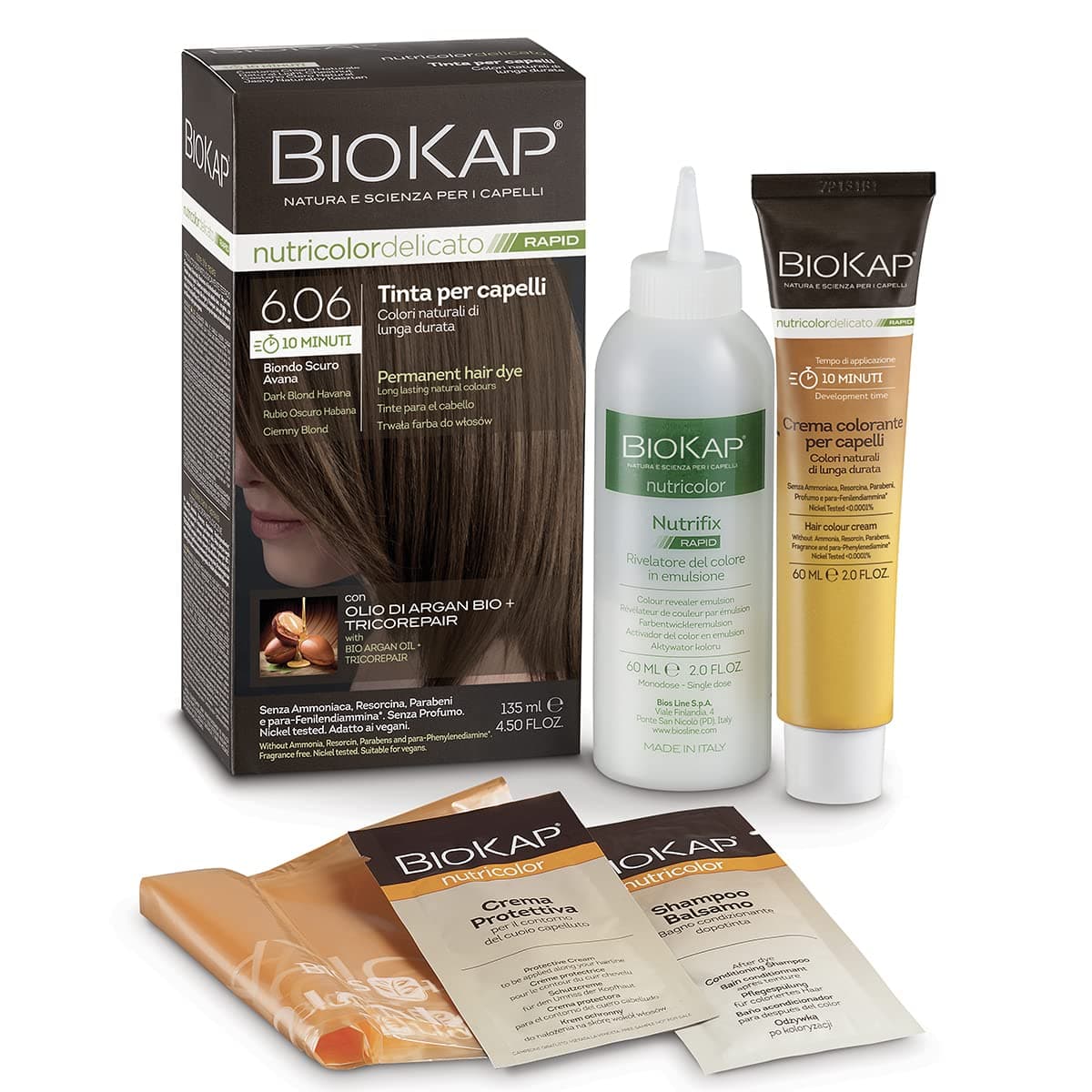 Bios Line Biokap Unisex Nutricolor Delicato Rapid 6.06 Dark Blond Havana - 135ml