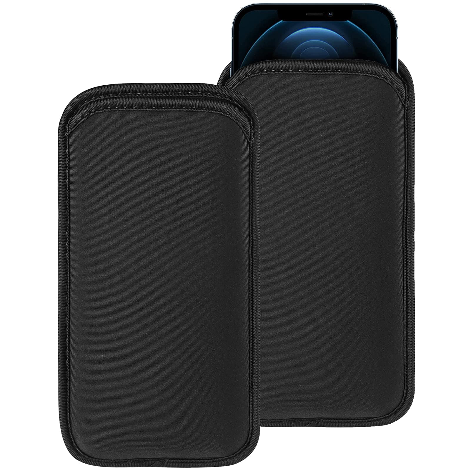 2 PCs Neoprene Cell Phone Sleeve Phone Pouch Compatible for Apple iPhone 16 Pro Max 16 Plus Galaxy S25 Ultra S25+ S24 FE A16 A35 A55 Pixel 9 Pro XL OnePlus 13 13R (Large, Fits with Slim Case On)
