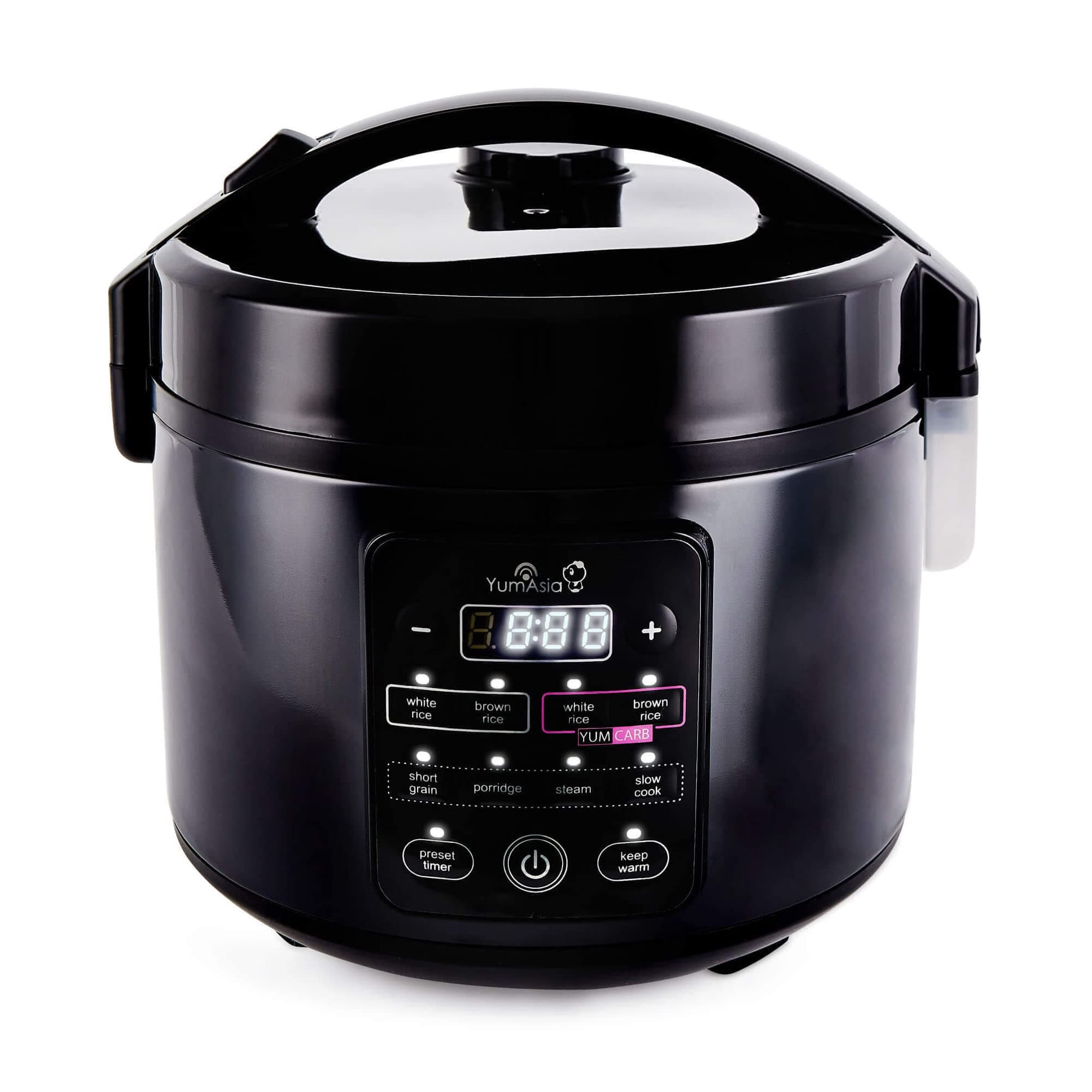 Kumo YumCarb Rice Cooker with Ceramic Bowl and Advanced Fuzzy Logic, (5.5 cup, 1 litre), 5 Rice Cooking Functions, 3 Multicooker Functions, 220-240V UK/EU Power (Dark Stainless Steel)
