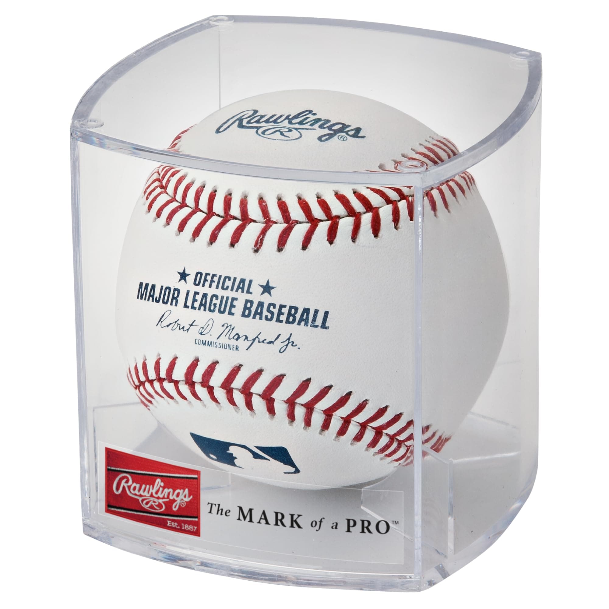 Rawlings Official 2020 Baseball of Major League Baseball (MLB), with Display Case (ROMLB-R), White/Red/Navy