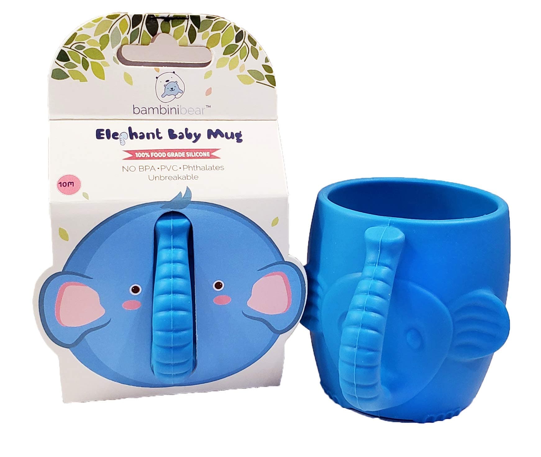 Baby Kid Sippy Cup Mug for Toddlers Learning Cup Elephant Design Great for Baby’s Interaction Dexterity Silicone BPA Free Bambini Bear 6 OZ Capacity (Blue)