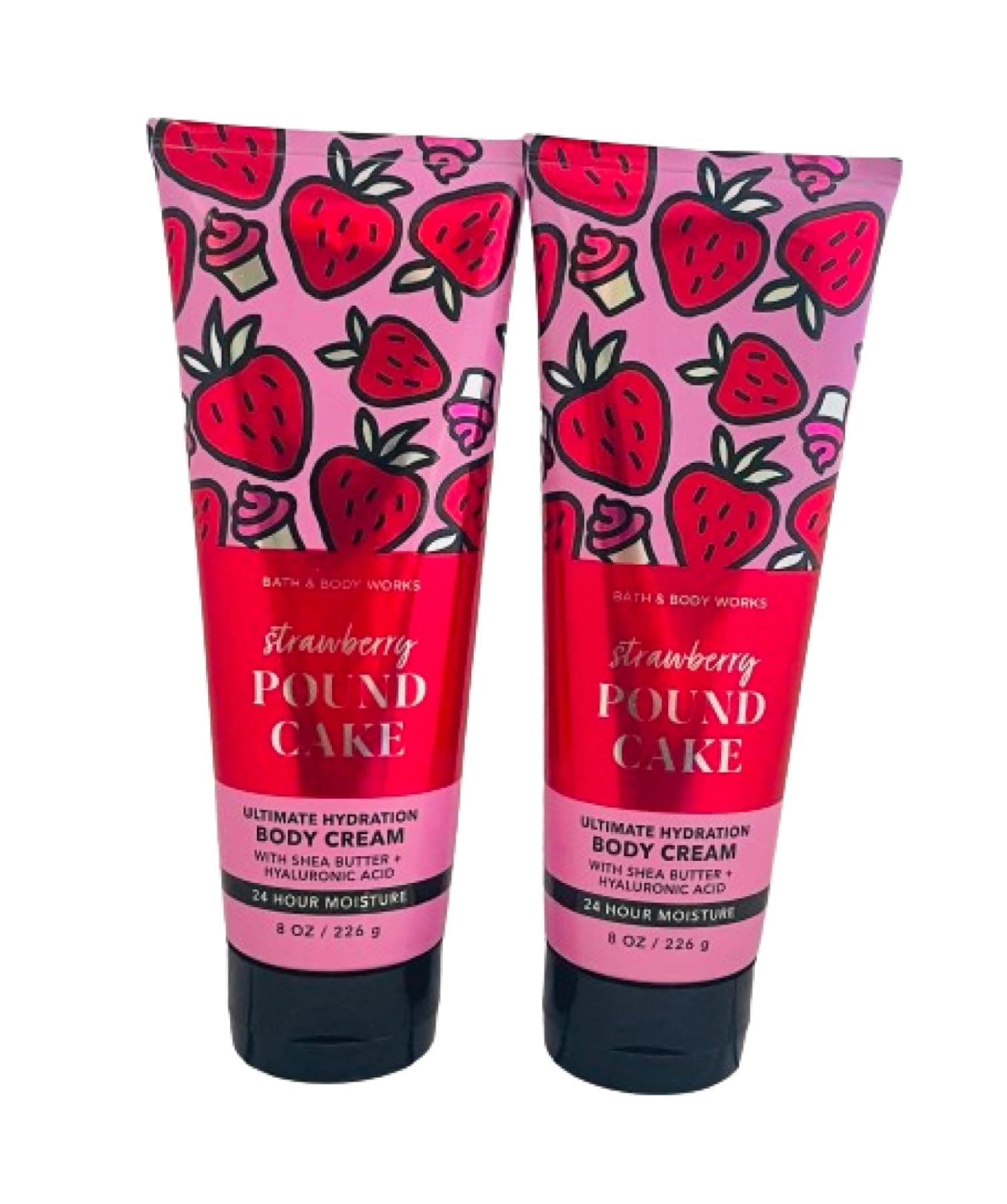 Bath & Body Works and Strawberry Pound Cake 2 Pack Ultra Shea Cream 8 Oz. (Strawberry Pound Cake)