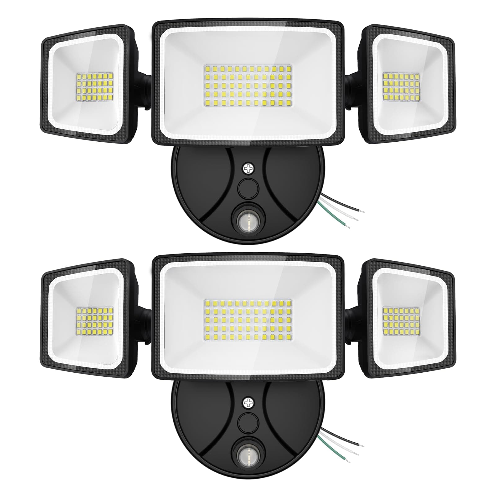 70W LED Dusk to Dawn Outdoor Lighting,2 Packs 7000LM Exterior Flood Lights,IP65 Waterproof Outdoor 3 Adjustable Heads Photocell Black Lights Fixture,6500K Daylight White Floodlights(Black)