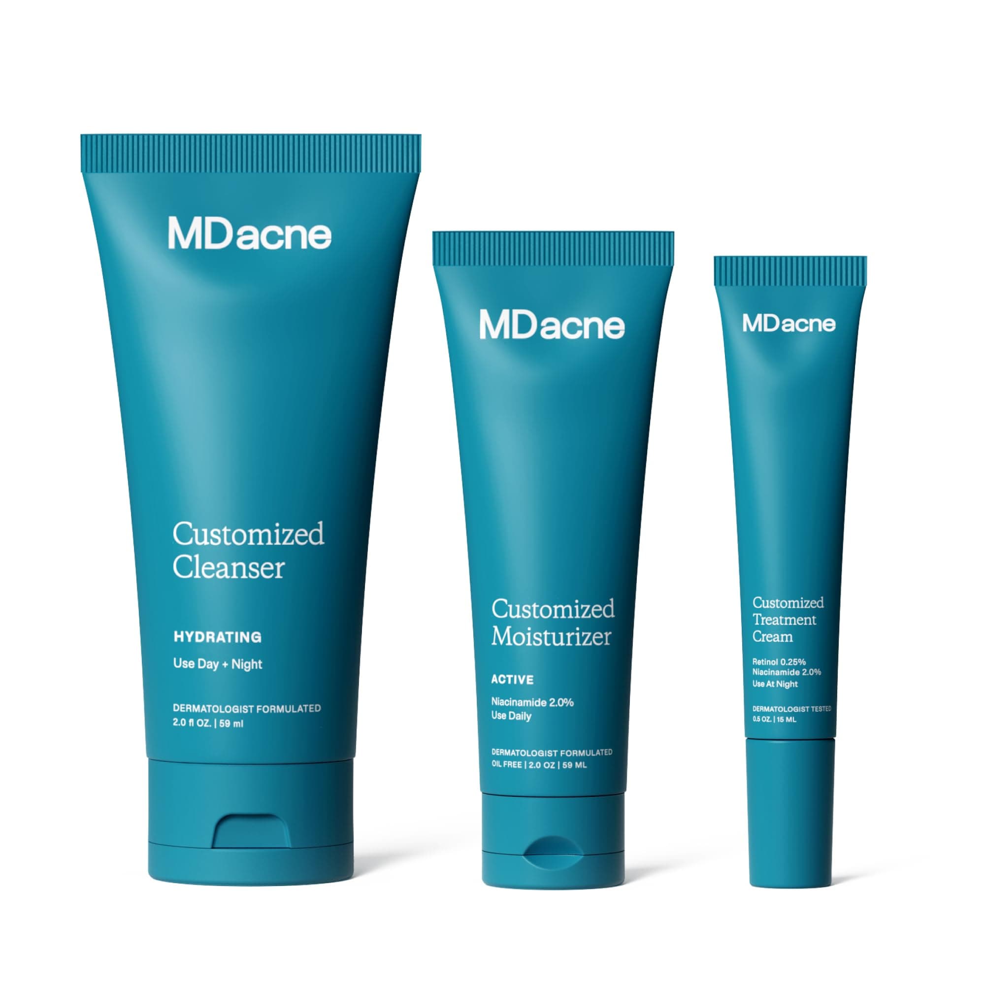 MDacne 3 Step Retinol Acne Kit – 0.25% Retinol Cream, Salicylic Acid Cleanser, Niacinamide Moisturizer – Plant-Based Kit for Hormonal Acne, Blemishes, Wrinkles – 30 Day Complete Care