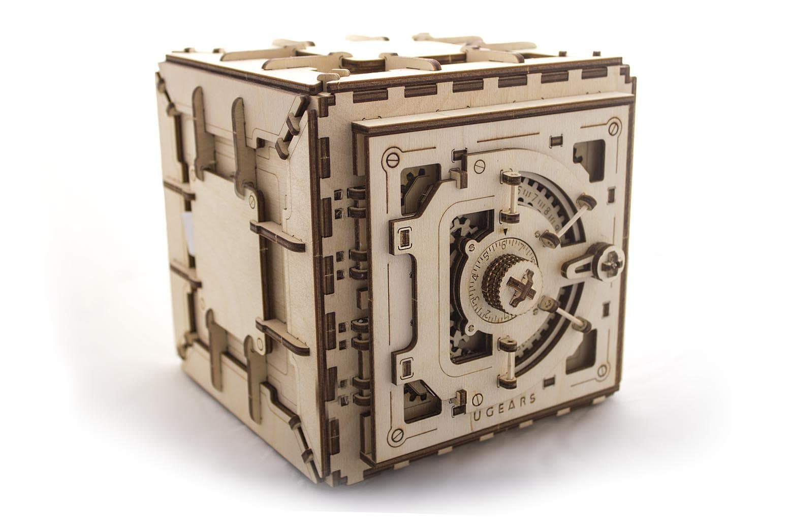 UGEARS Safe with Combination Lock - Mechanical 3D Wooden Puzzles for Adults Puzzle Box - Working Storage Safe with Secret Code - Wooden Model Kits for Adults to Build for Christmas - 179 Pcs
