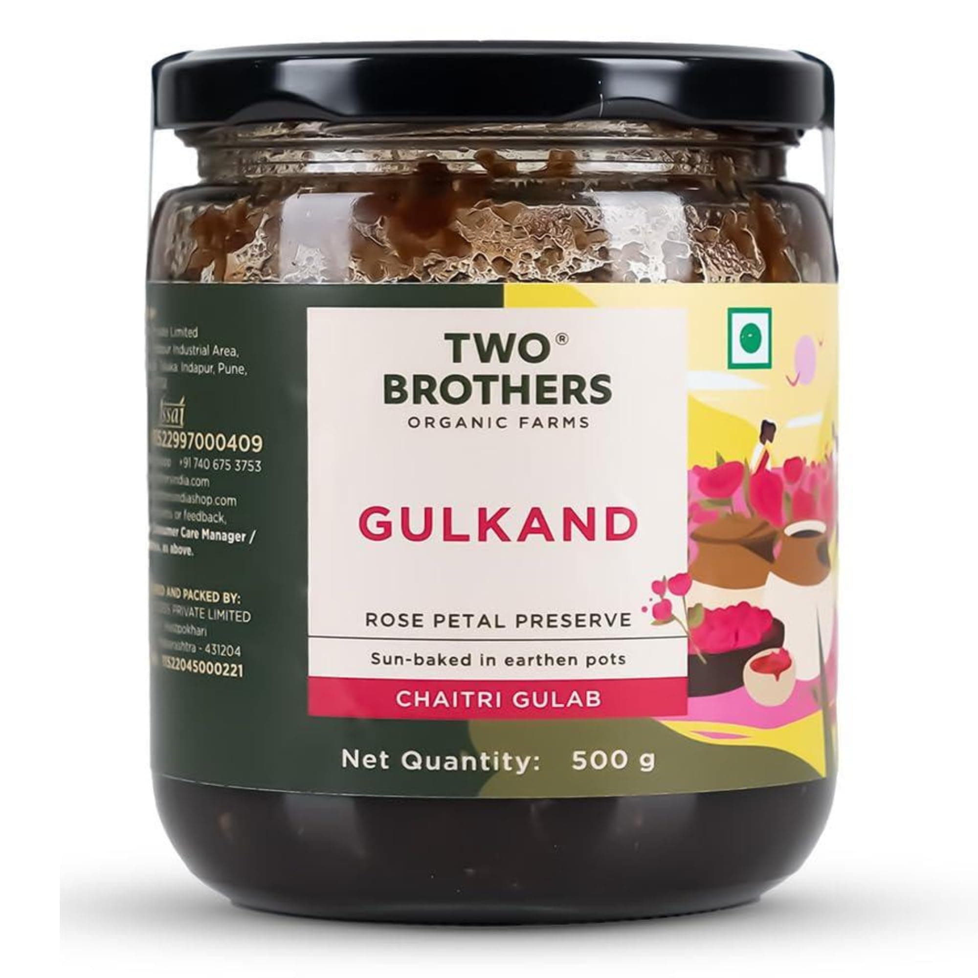 Rose Petal Jam Gulkand | Made from Premium Chaitri Rose | Naturally Sweetened with Raw Honey & Mishri | Best for Herbal Tea,Ice Cream & Smoothies |16 Oz from Two Brothers India Farms