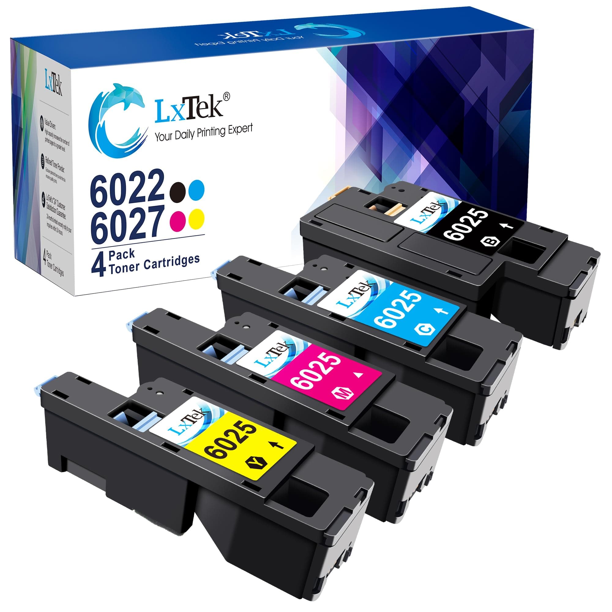 Remanufactured Toner Cartridge Replacement for Xerox WorkCentre 6027 6025, Phaser 6022 6020 (1 Black 106R02759, 1 Cyan 106R02756, 1 Magenta 106R02757, 1 Yellow 106R02758, 4 Pack)