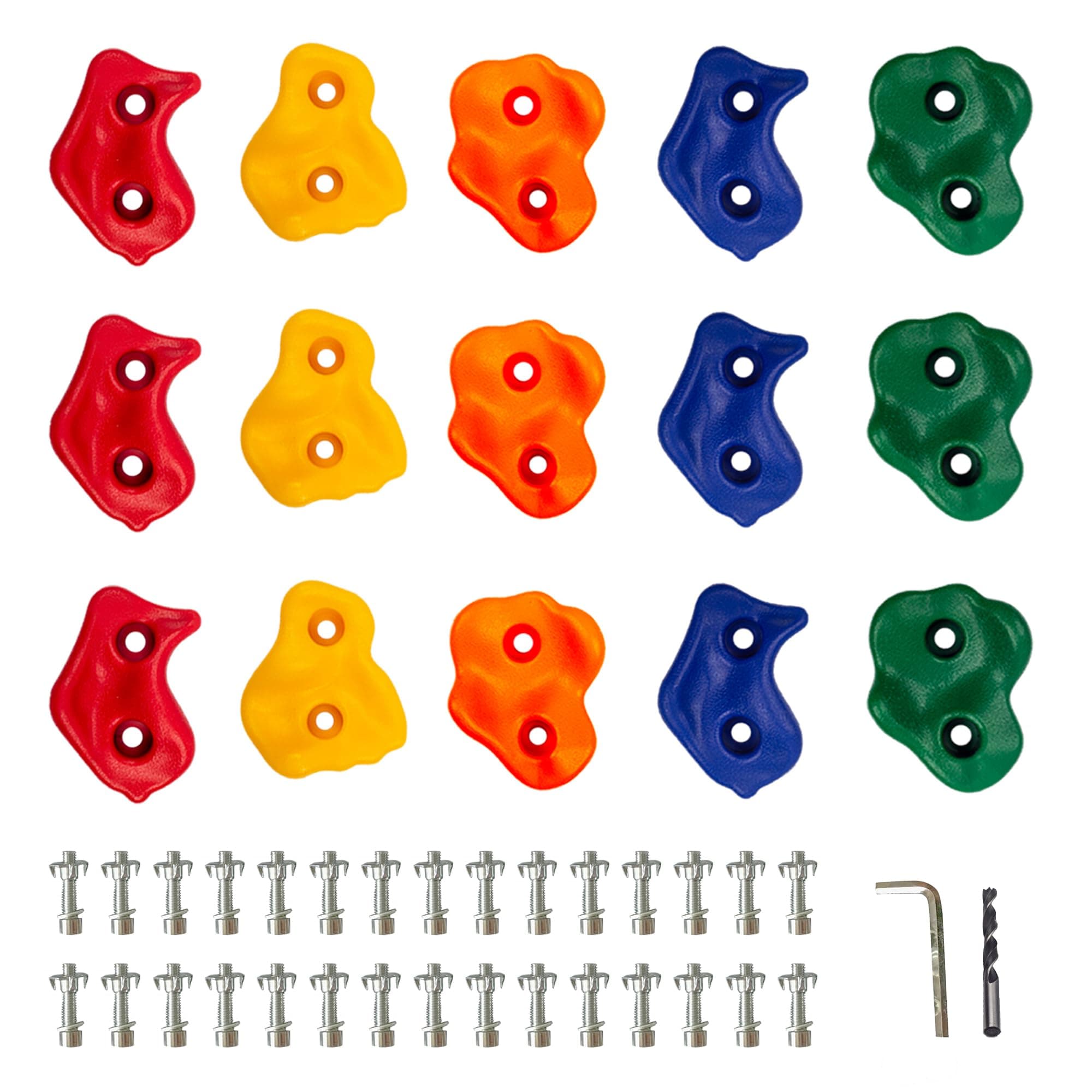 KINSPORY 15 PCS Climbing Holds, Rock Wall Holds for Kids, Colourful Pig Nose Shape Climbing Set for Indoor Outdoor Playground Play Set
