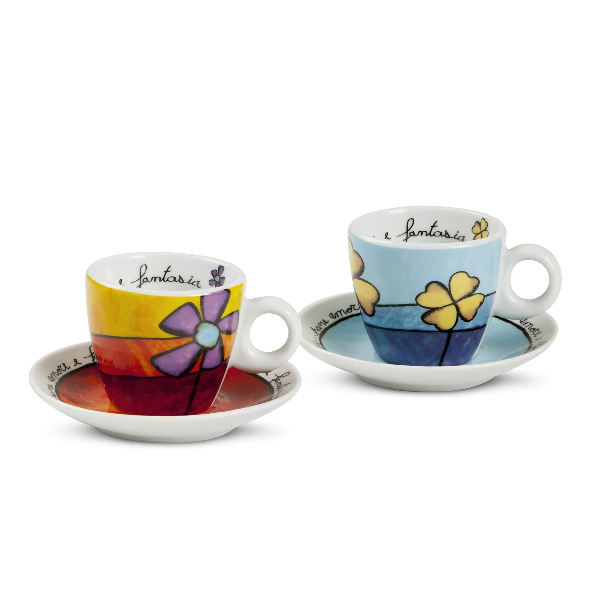 Egan PAF02/1S Coffee Cups Set, Porcelain, Red/Sky Blue, 4 Units