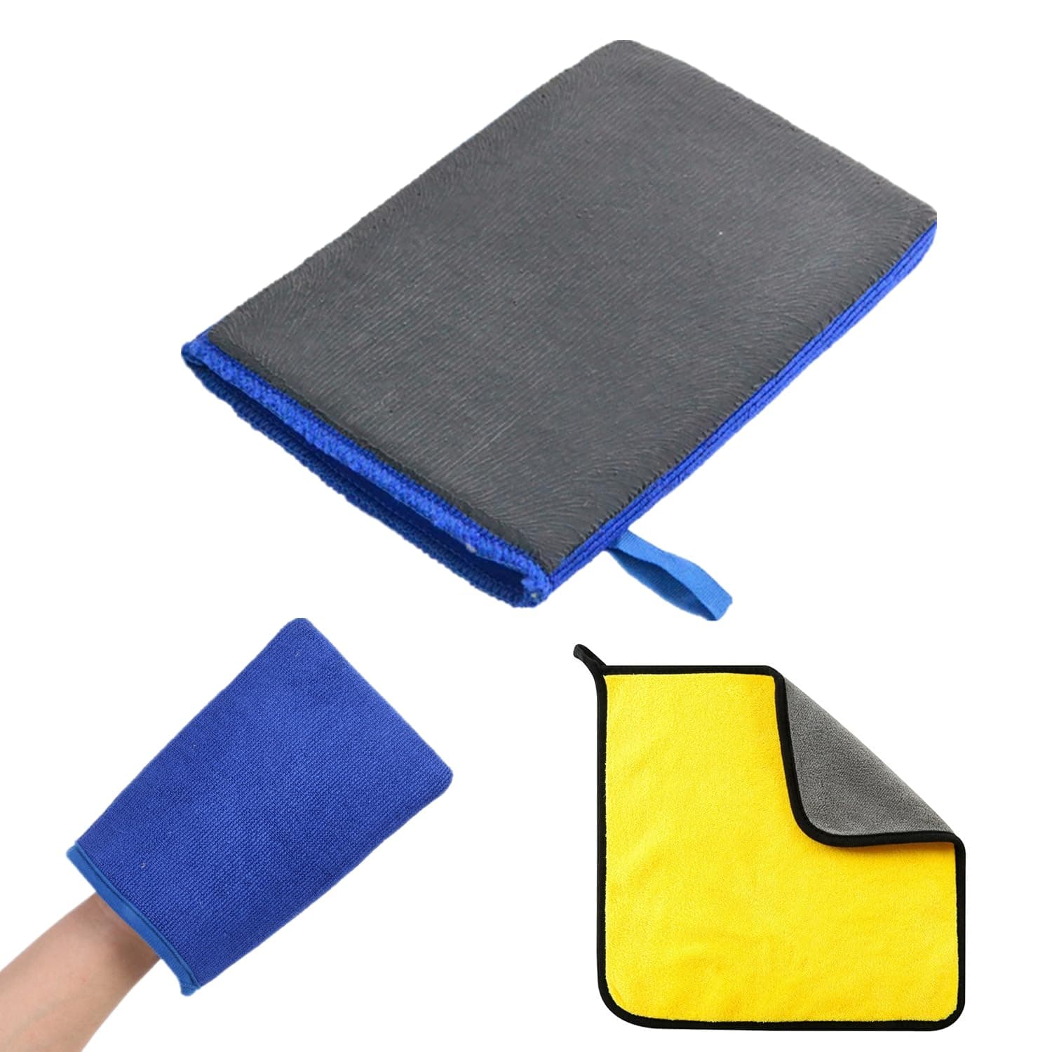 bangminda Clay Mitt Car Cleaning Clay Mitt Car Clay Bar Mitt + Microfibre Car Cleaning Towel, Car Clean Wash Mitt Car Cloth for Car Detailing & Polishing Clay Bar Tool