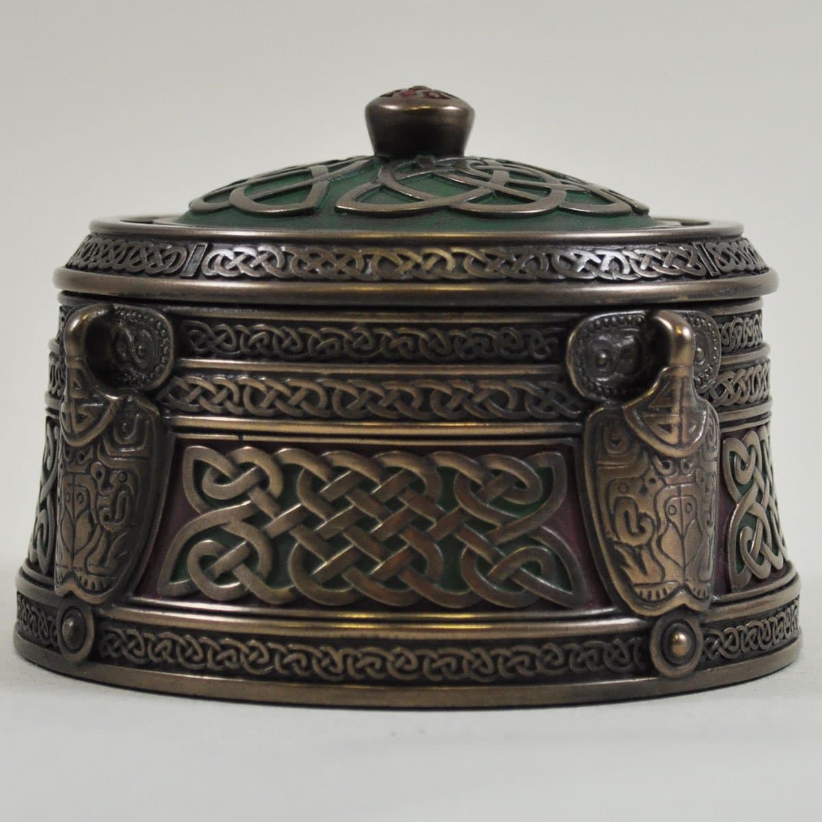 Celtic Cross Style Round Storage Box - H7cm