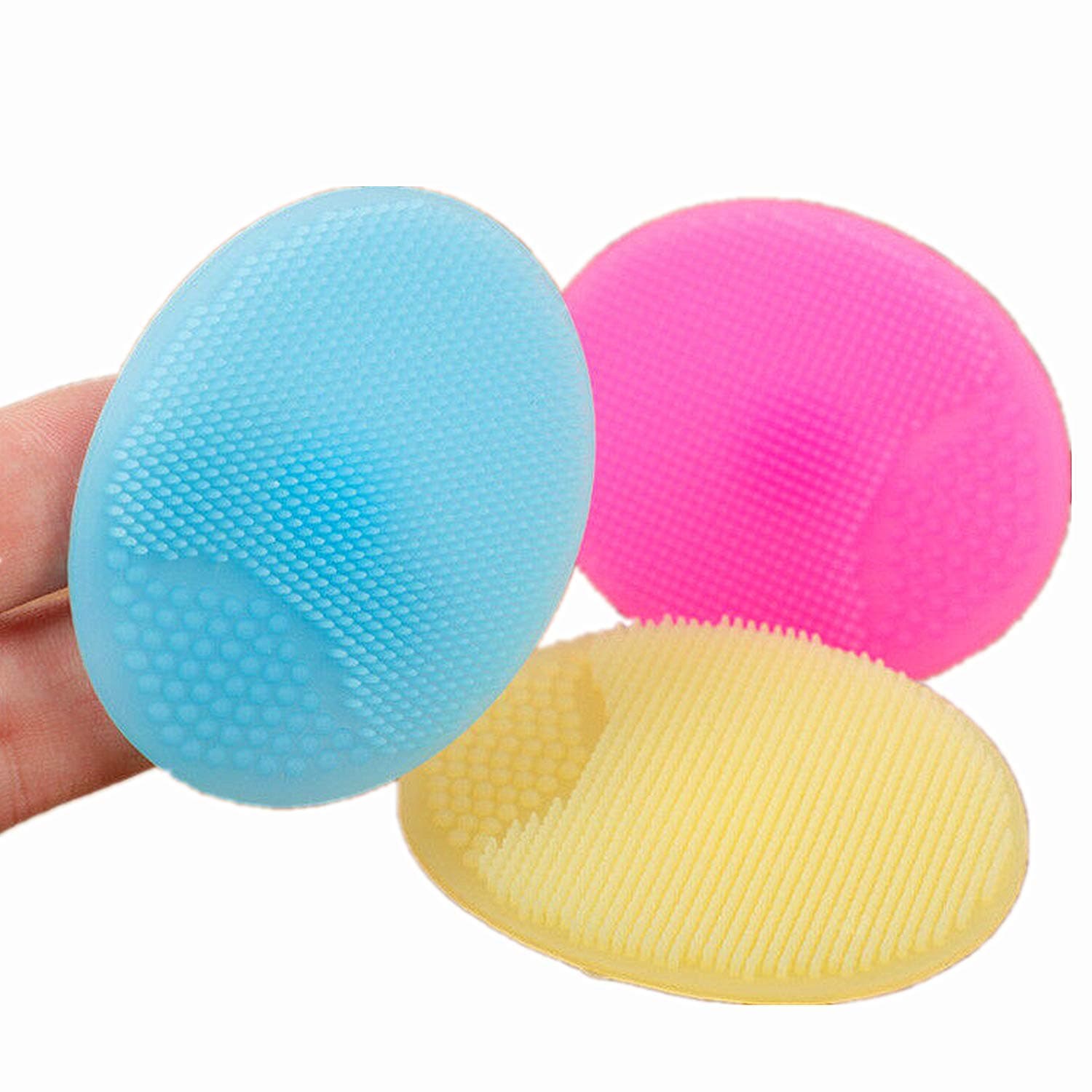 Silicone Face Scrubbers Exfoliator Brush-Facial Cleansing Brush Pad Value 3 6 Pack, Scrub Scrubby Pore Blackhead Removing Exfoliating-Unique For Girl Sister Best Friend Women (3 Pack, Blue)