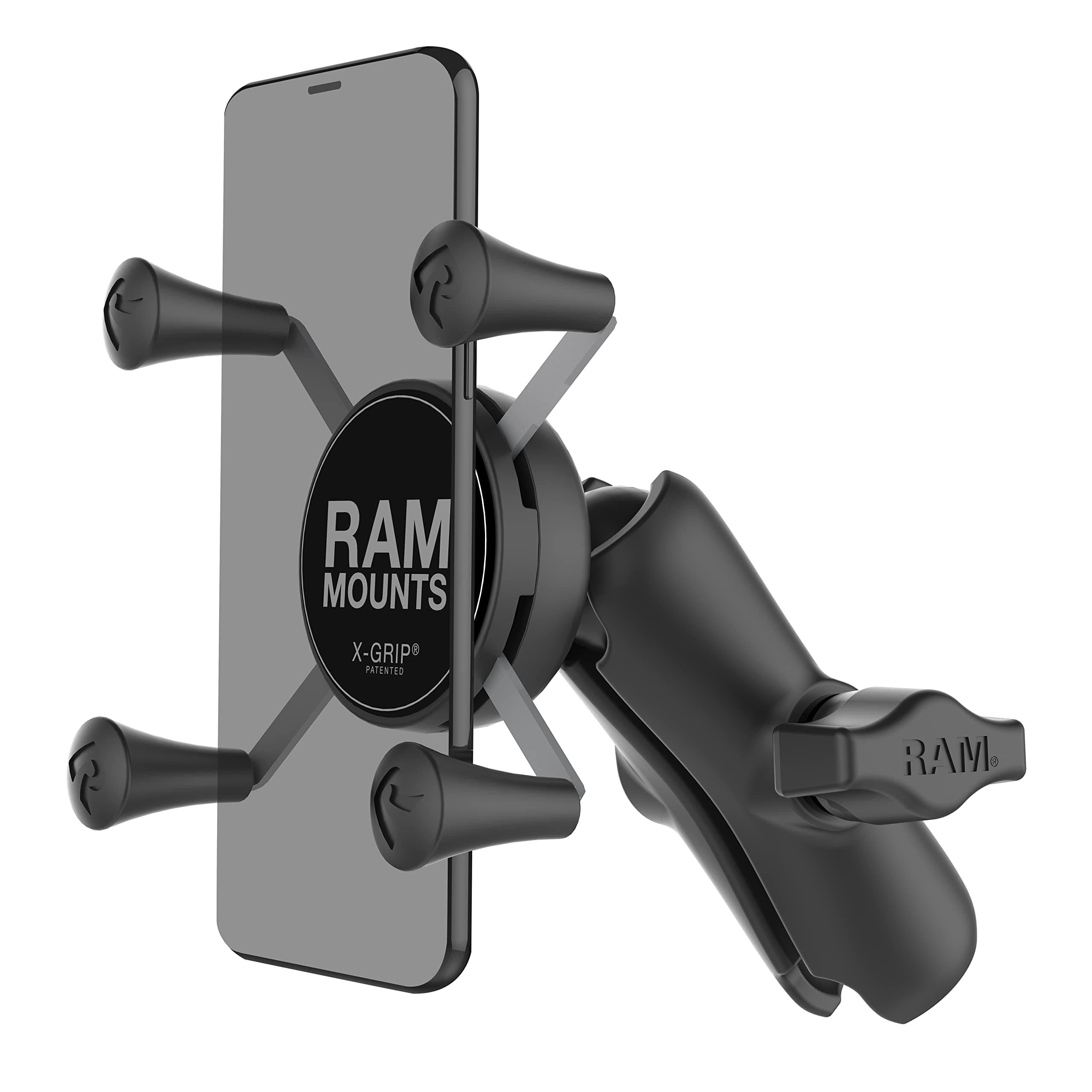 RAM MOUNTS X-Grip Small Phone Holder Mount with Medium Composite Double Socket Arm Compatible with RAM B Size 1" Ball Components RAP-HOL-UN7B-201U