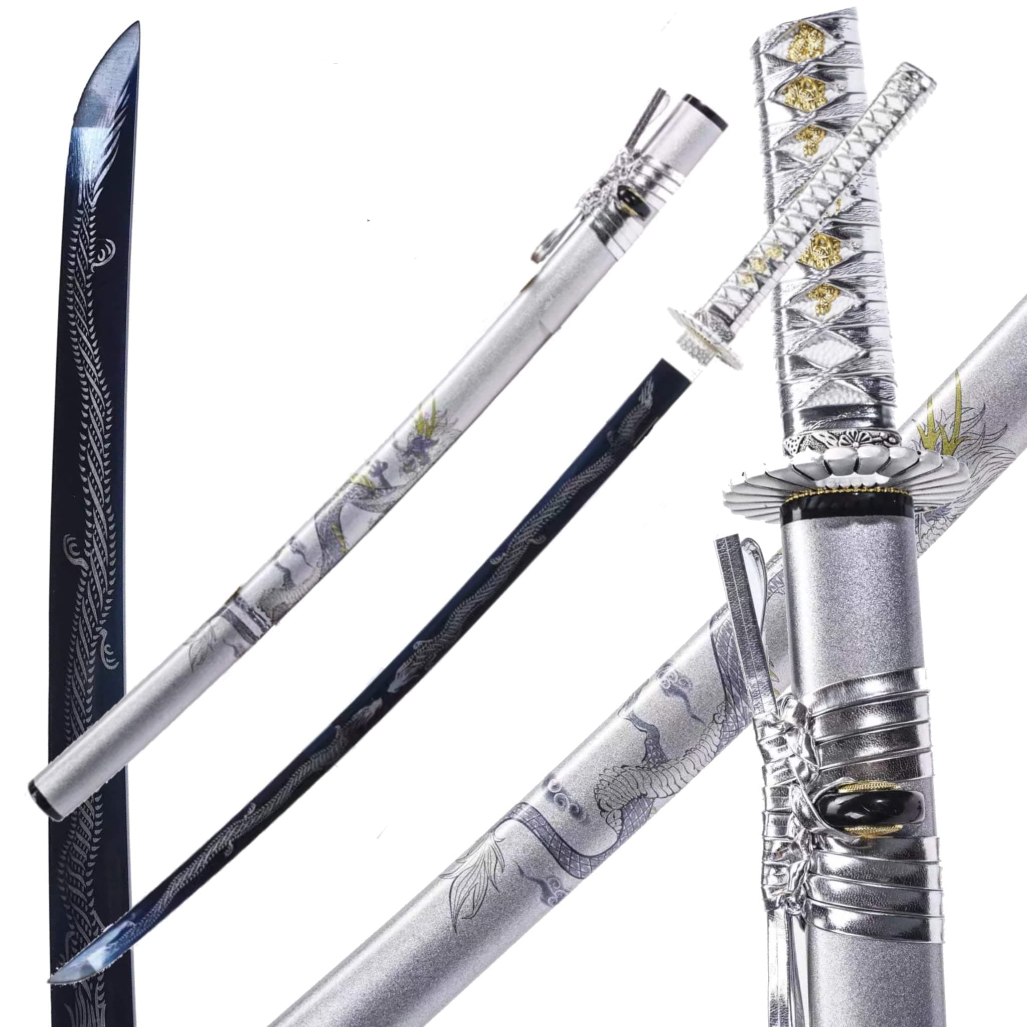 Kamaiwo-1045/1060 Clay Tempering high Carbon Steel Hademade Heat Tempered Full Handmade Hand Forged Japanese Katana Authentic,Sword Real Weapons,Full Tang,Functional,Practical Sharp