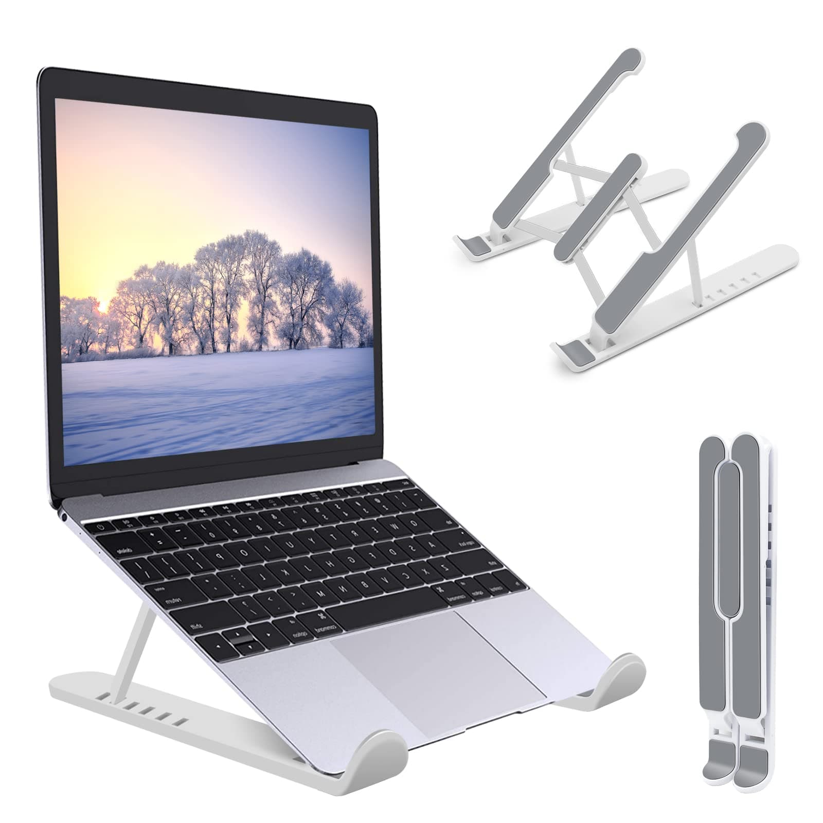 EMIUP Laptop Stand,Foldable Portable Desk Laptop Stand,Ventilated Cooling Notebook Mount,6-Levels Adjustable Ventilation Tablet PC Laptop Holder(White)