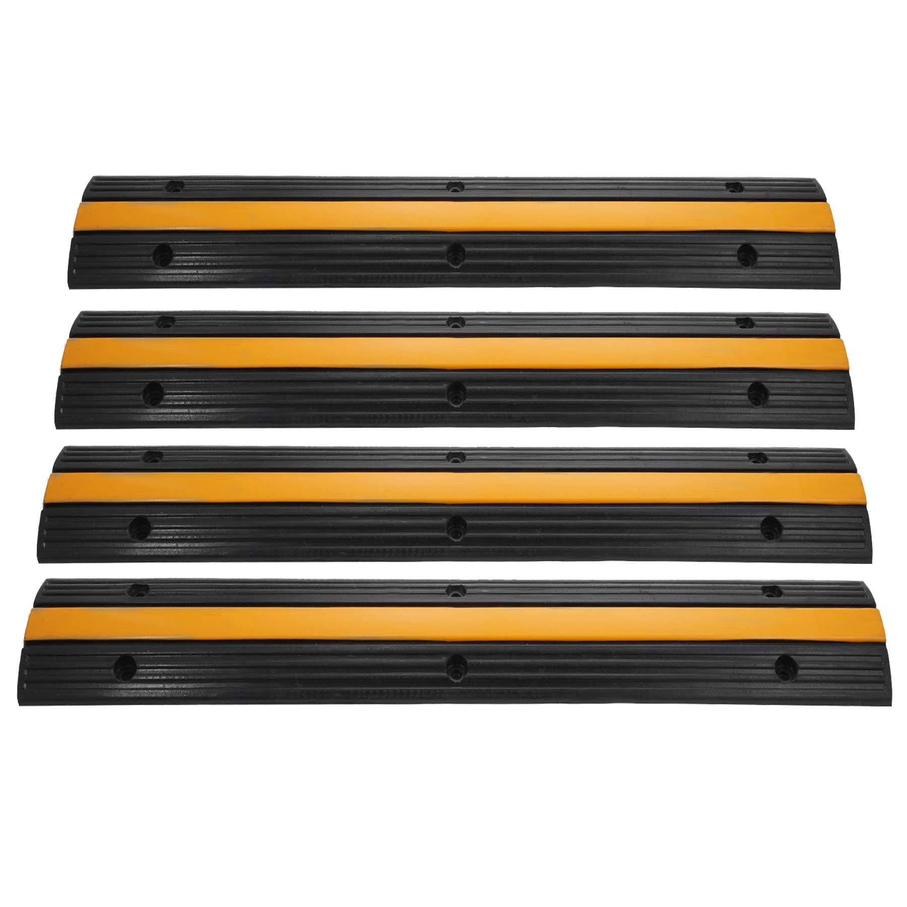 Rubber Cable Protector Cable Ramps Black Ramp and Yellow lid Connector Speed Bump (4 Pack Single Channel)