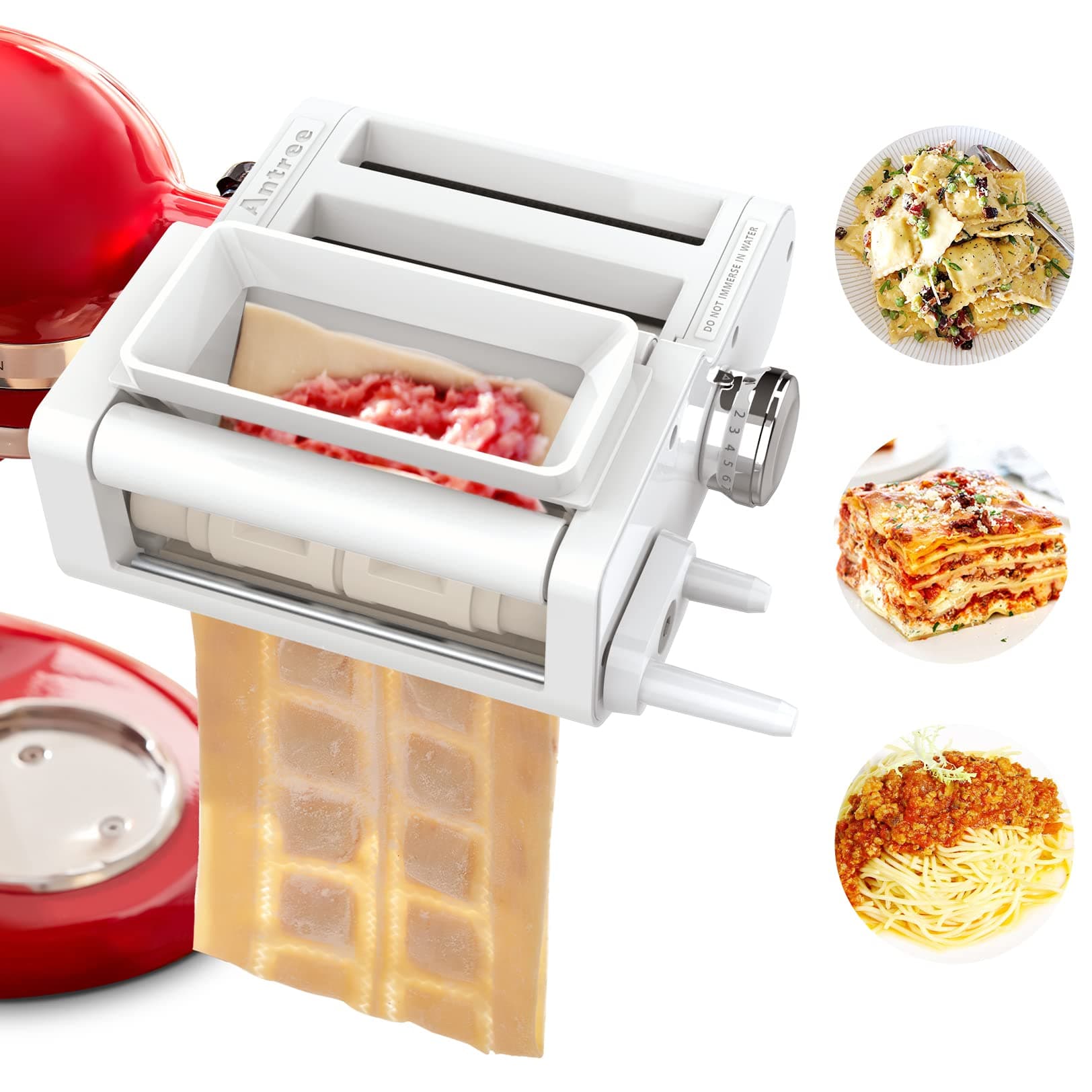 ANTREE 3-in-1 Pasta Attachment for KitchenAid Stand Mixers - Pasta Sheet Roller, Spaghetti Cutter and Ravioli Maker Included