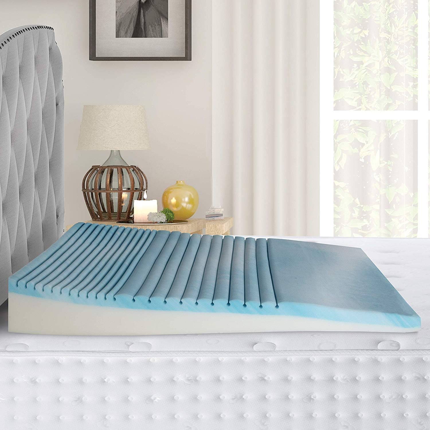 METRON-Hybrid high Slant Gel Memory Foam Double Comfort Bed Wedge Pillow Sleeping Acid Reflux Post Surgeries Leg Elevation