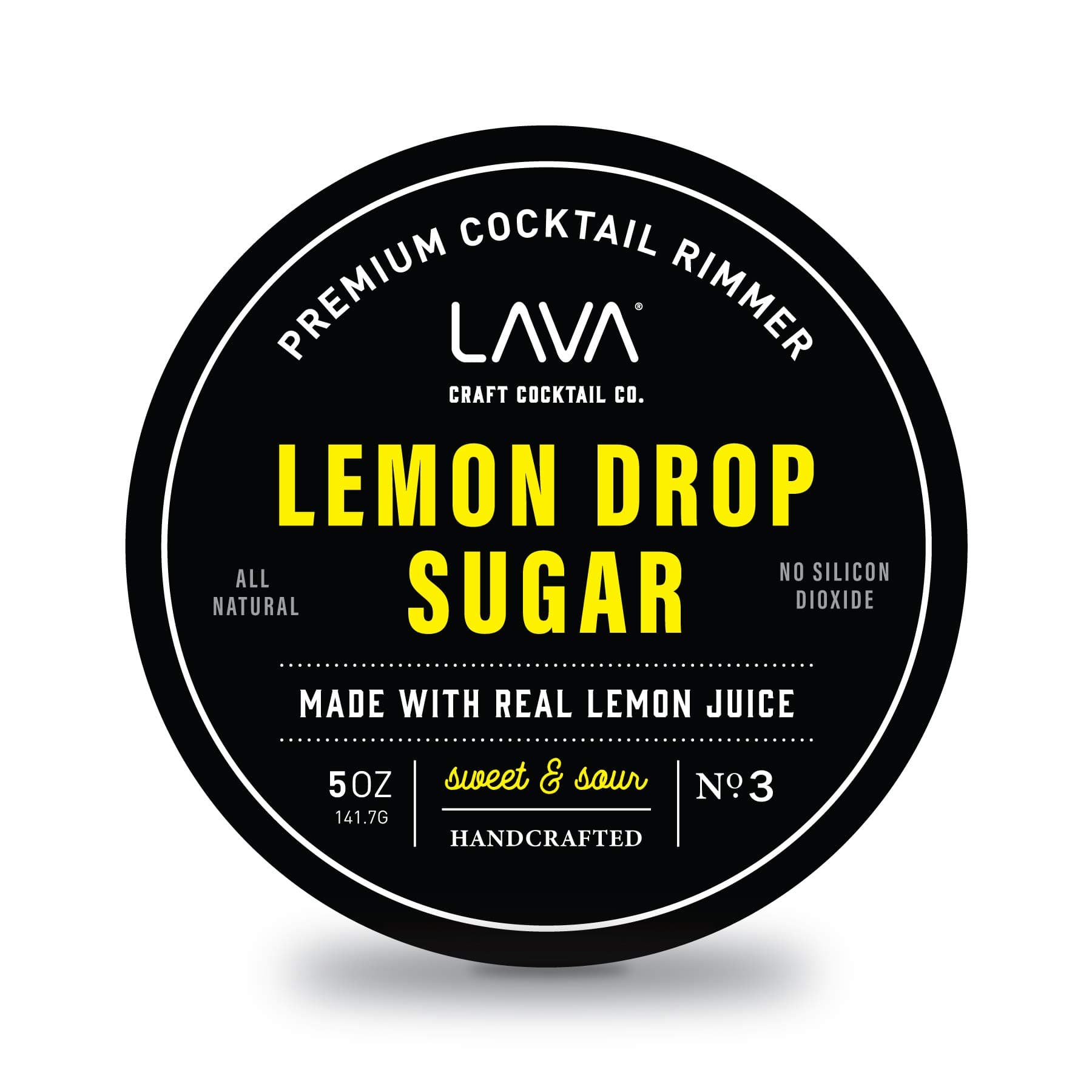Premium Lemon Drop Sugar Cocktail Rimmer, All Natural Rimmer Sugar, Sweet & Sour, Real Lemons, Pure Cane Sugar, No Silicon Dioxide, with Easy Screw-On Lid - 5oz