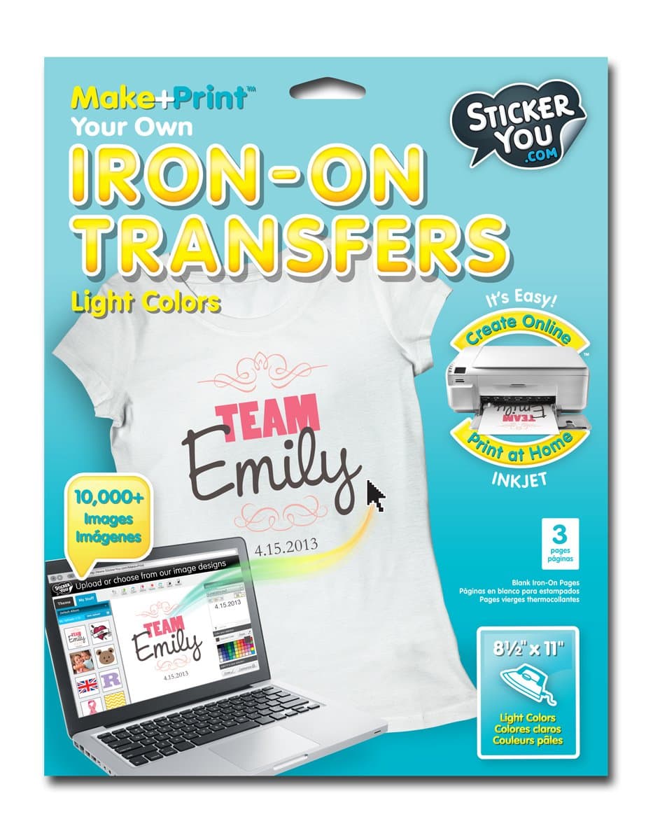 StickerYou 2401 2 Count Iron-On Transfers Decorative Sheet, Light Clothing