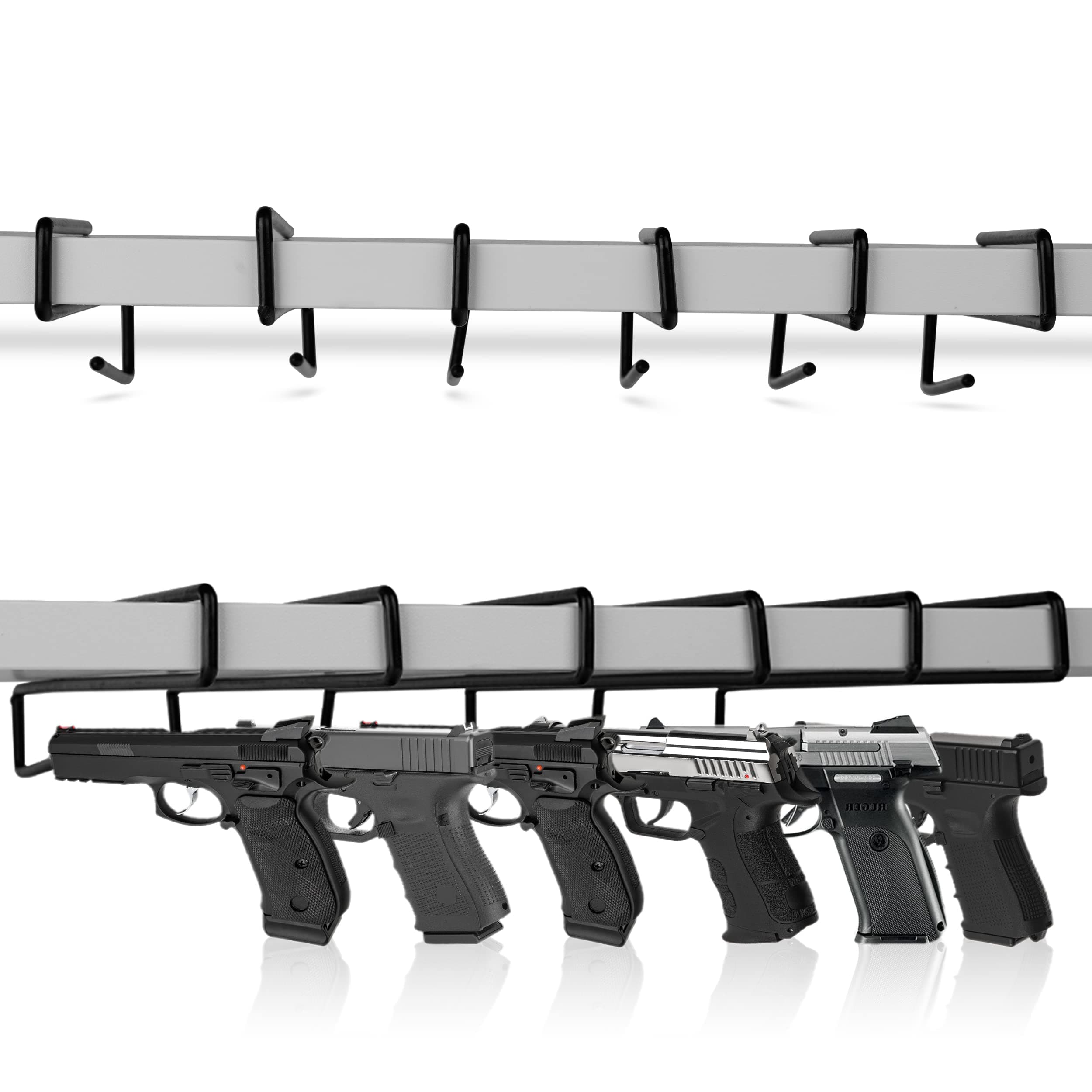 Handgun Hanger - Made in USA - Original Gun Safe Pistol Hanger - Organizer Hooks for Safe, Shelf, Rack, Cabinet or Display - Vinyl Coated American Steel